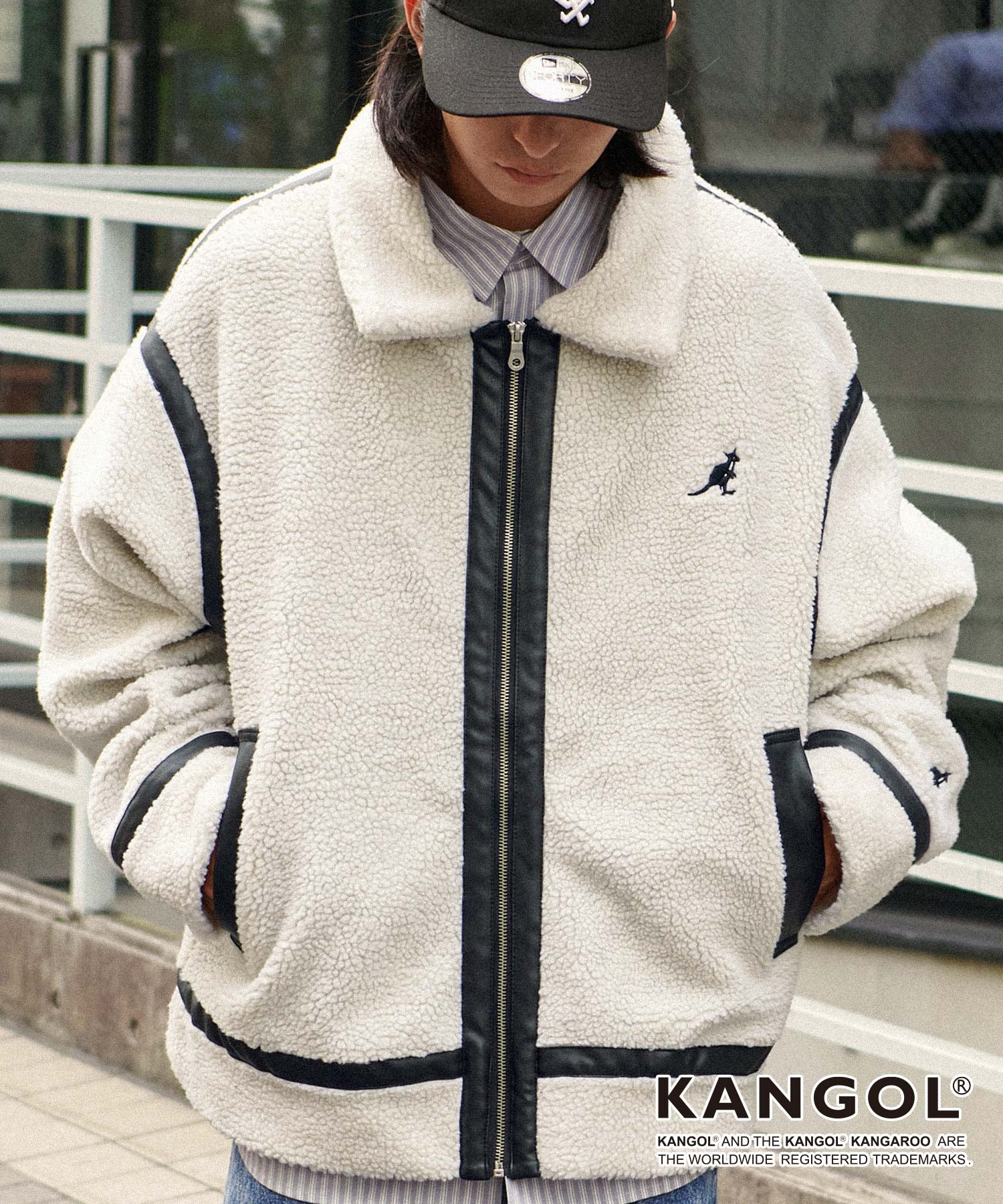 KANGOL/カンゴール別注 オーバーサイズ パイピング ボアブルゾン B-3