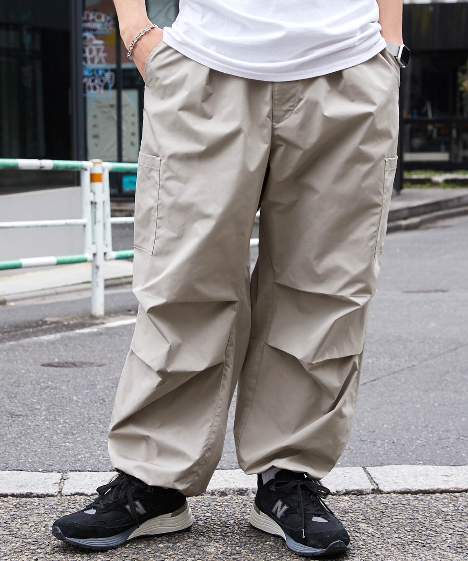 【CODDERR】サイドポケット裾ドローコードワイドカーゴカラースノーパンツ