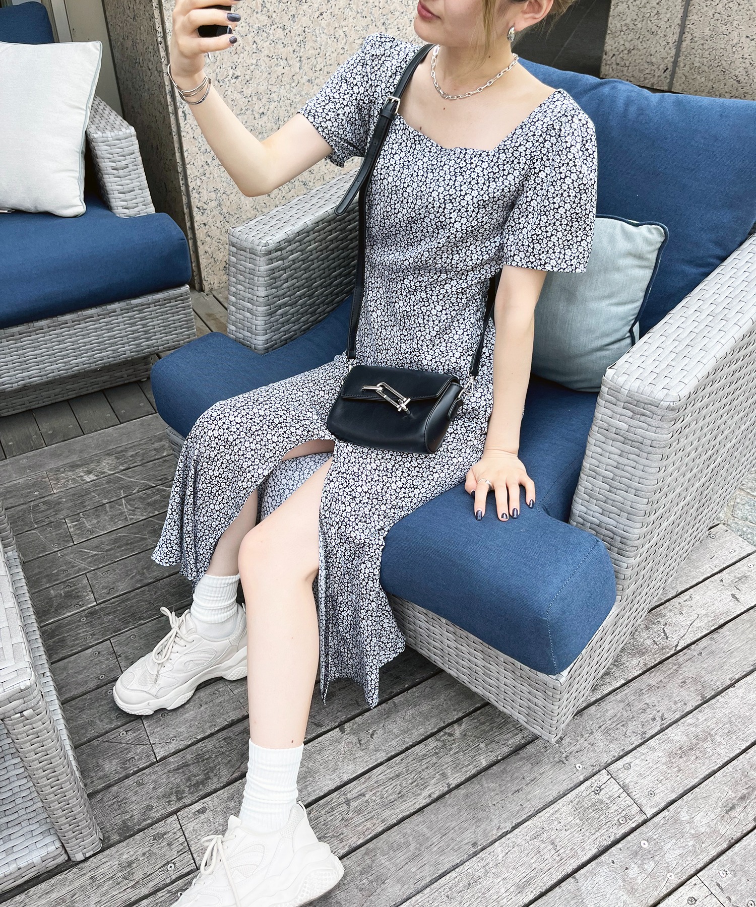 バックレースアップスリットロングワンピース SPIRALGIRL