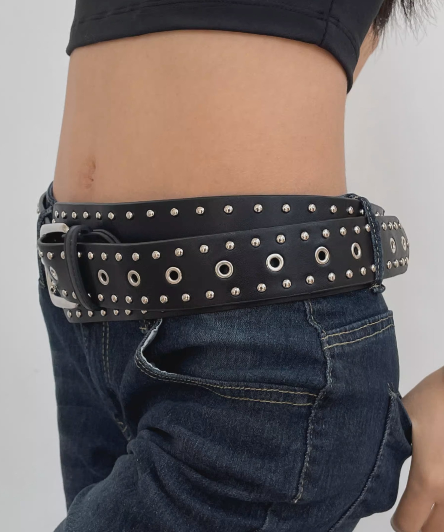 A'GEM/9 × .kom 『.KOM/ドットケーオーエム』Studs Wide Belt/スタッズ