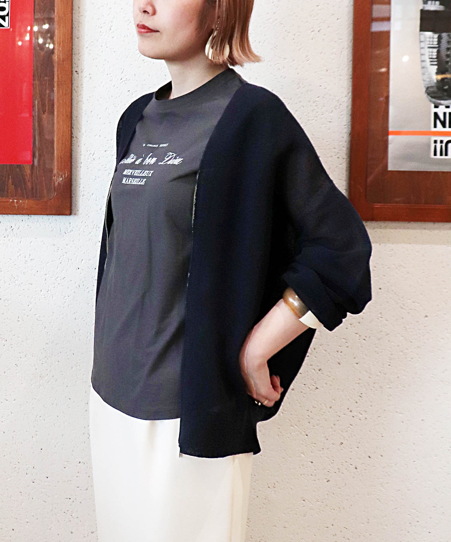 麻混ホールガーメントカーディガン