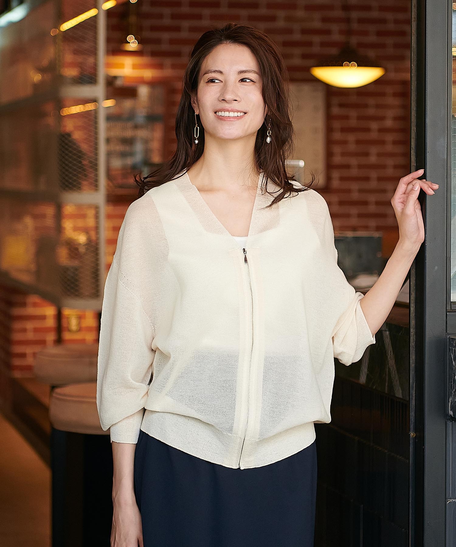 麻混ホールガーメントカーディガン