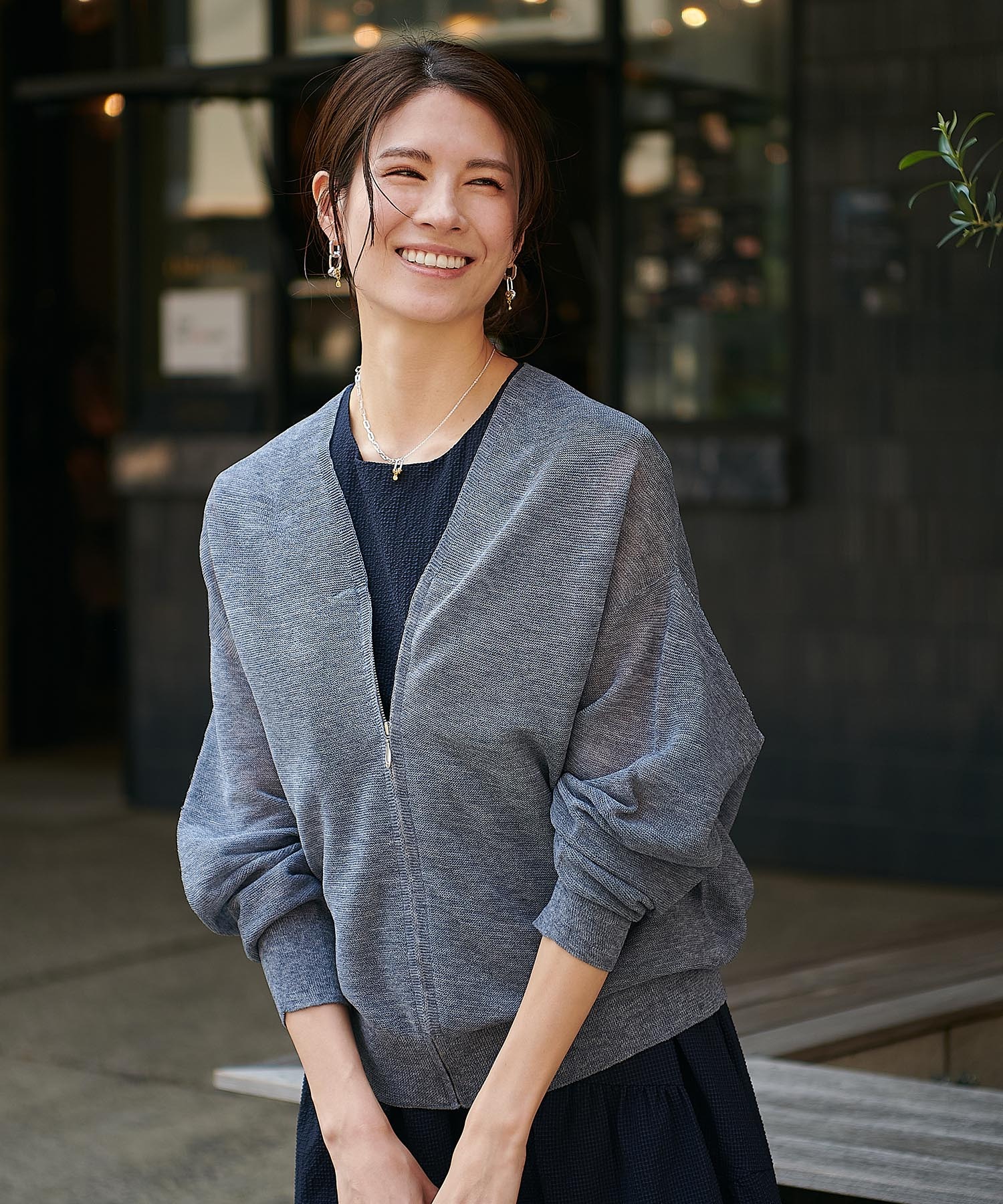 麻混ホールガーメントカーディガン