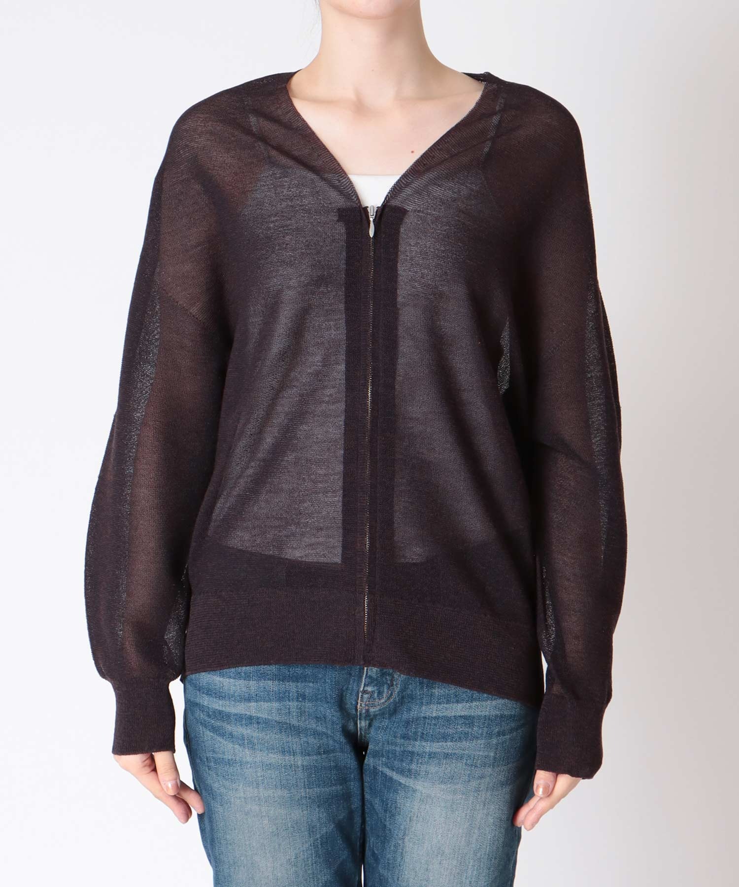 麻混ホールガーメントカーディガン