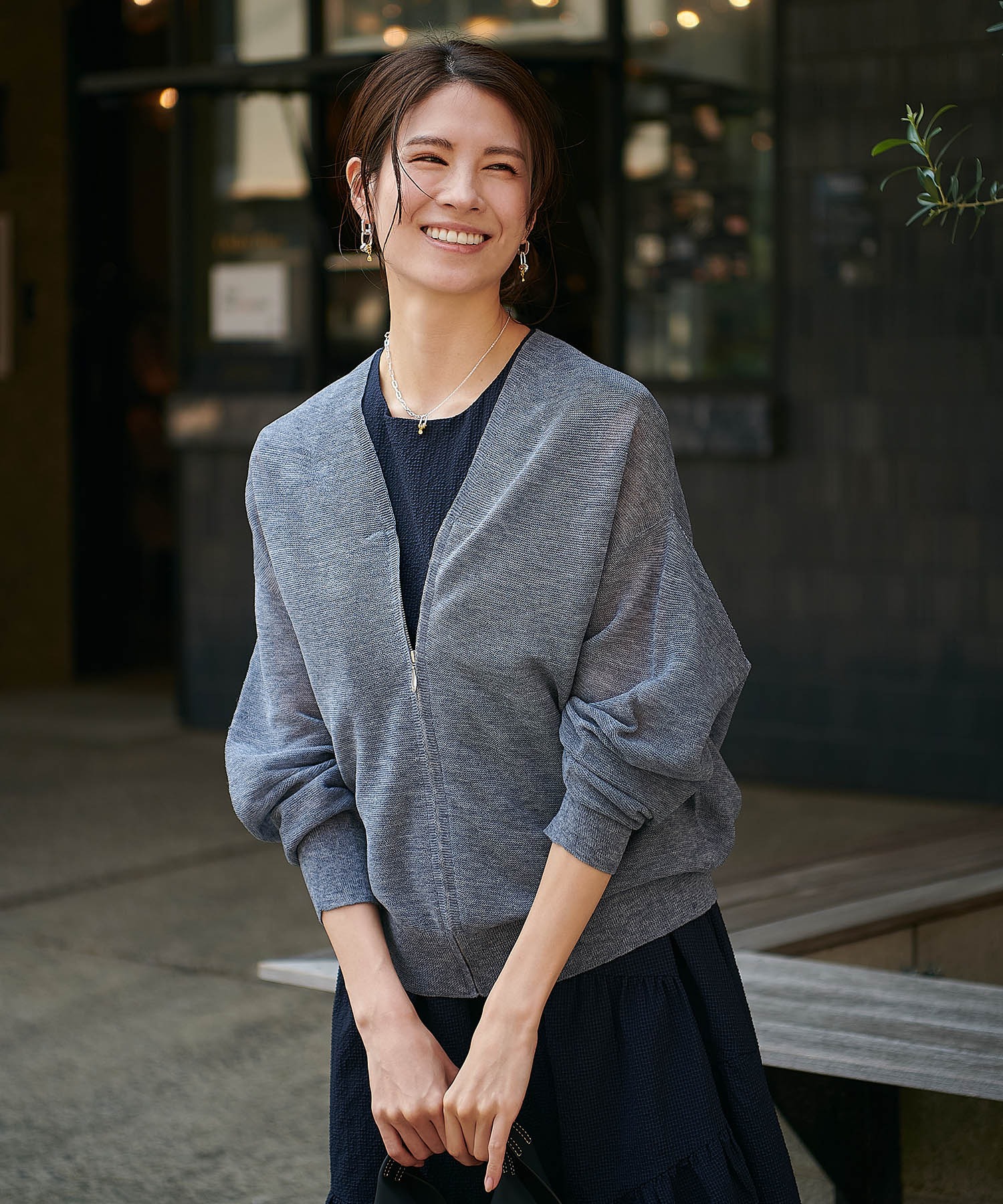 麻混ホールガーメントカーディガン