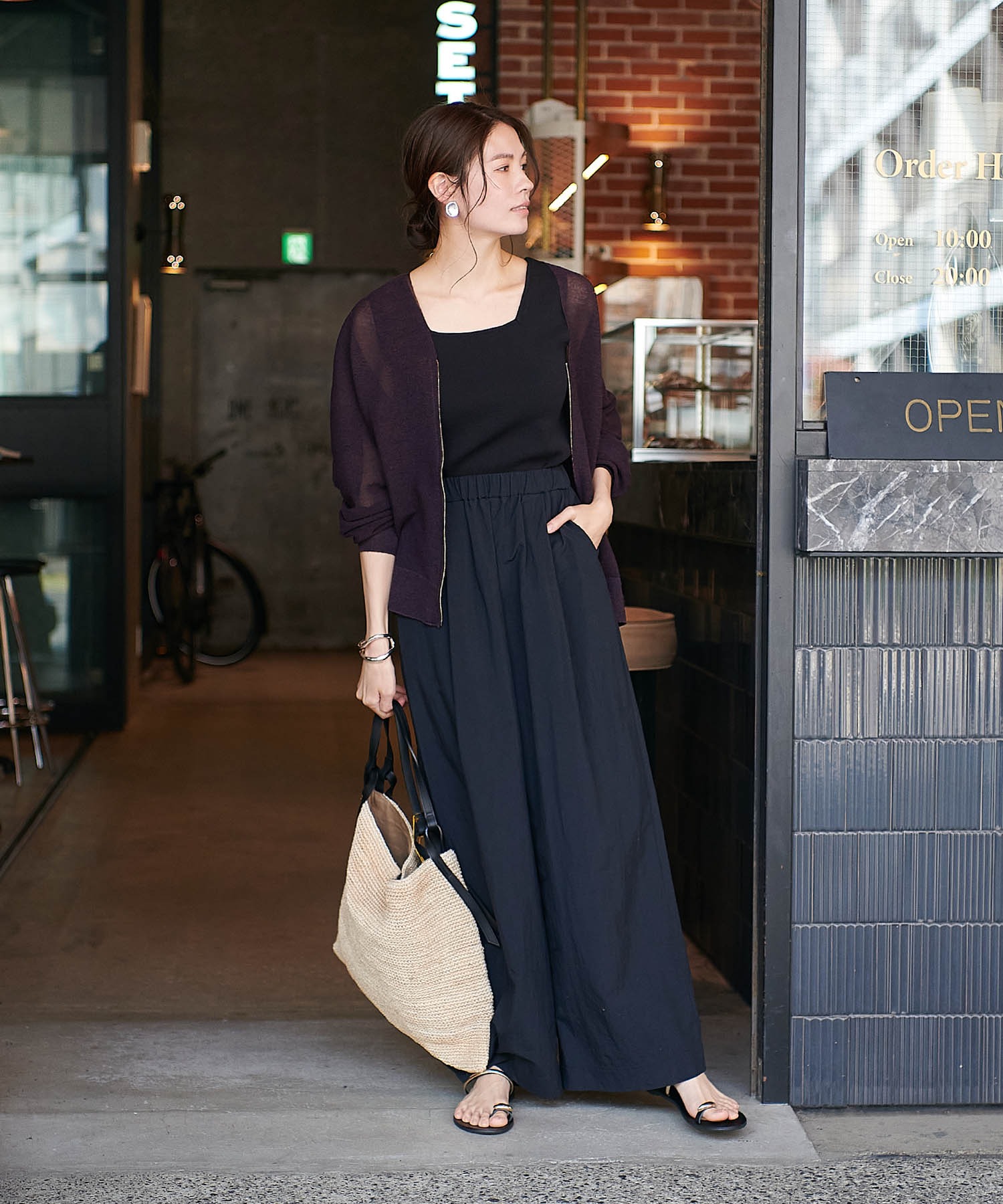 麻混ホールガーメントカーディガン