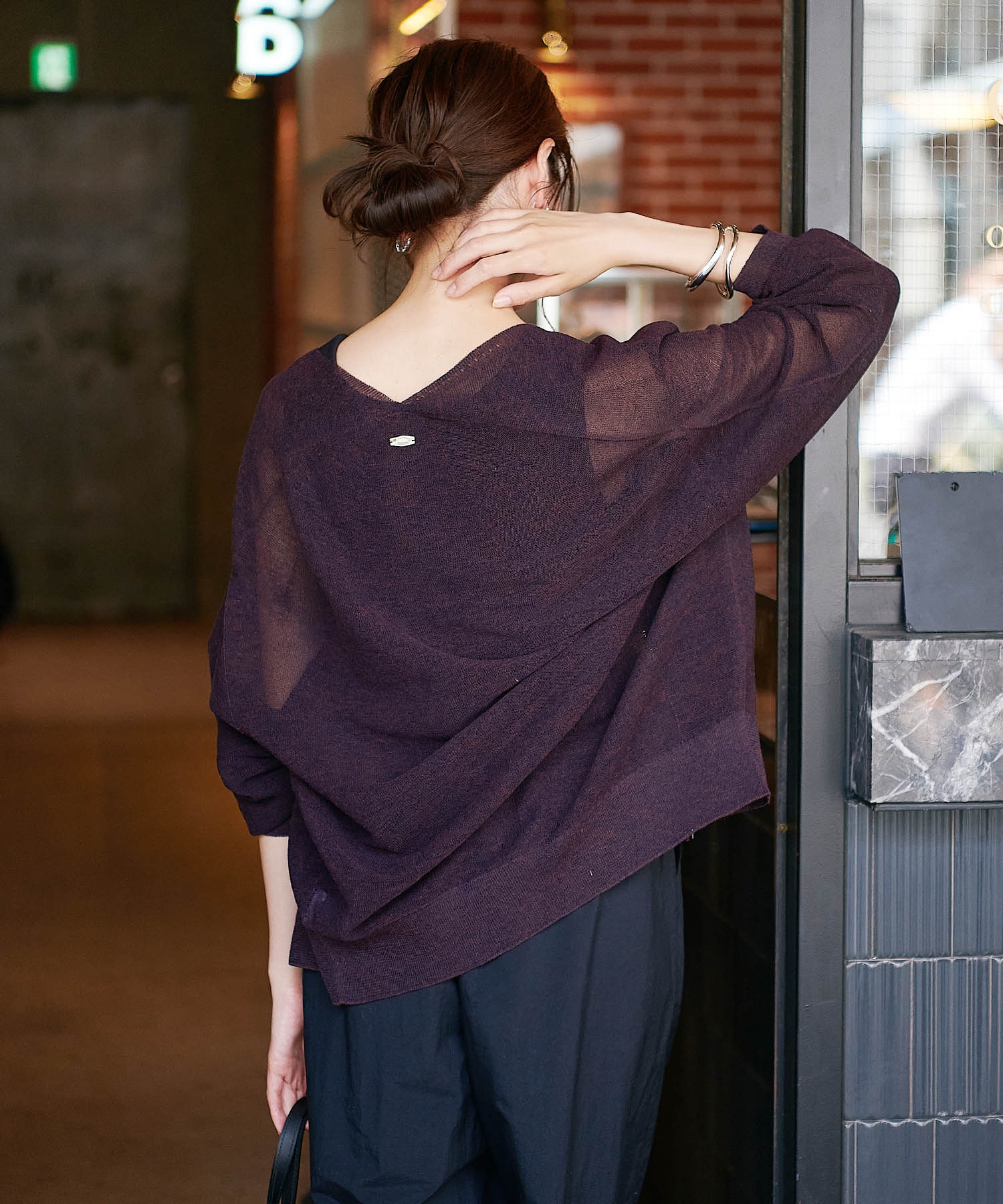 麻混ホールガーメントカーディガン