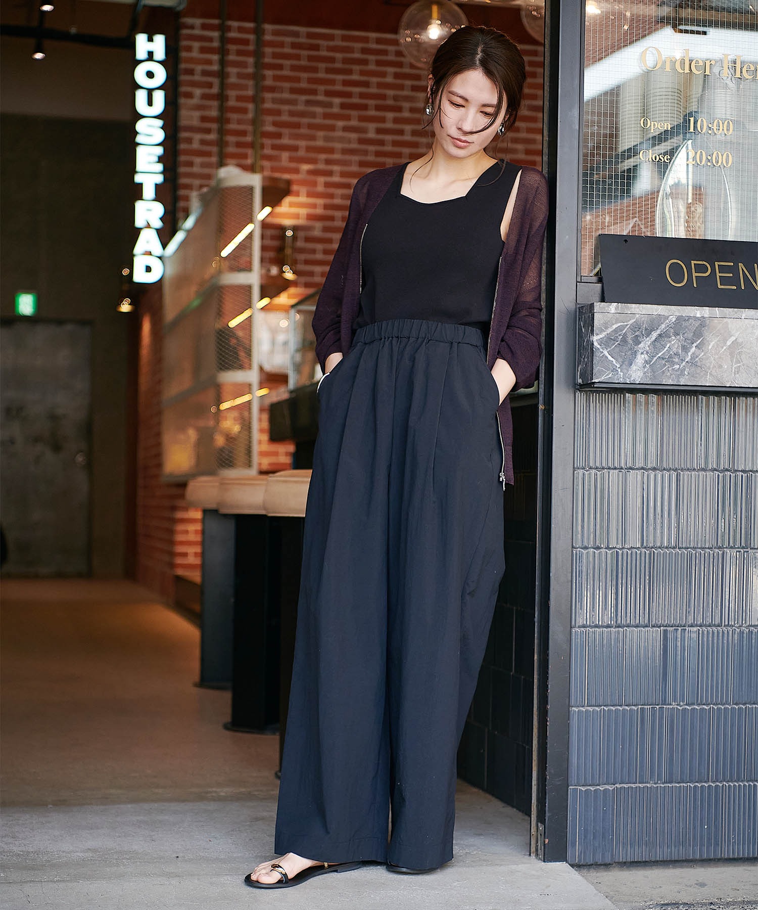 麻混ホールガーメントカーディガン