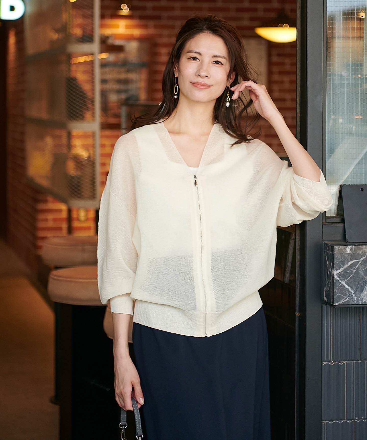 麻混ホールガーメントカーディガン