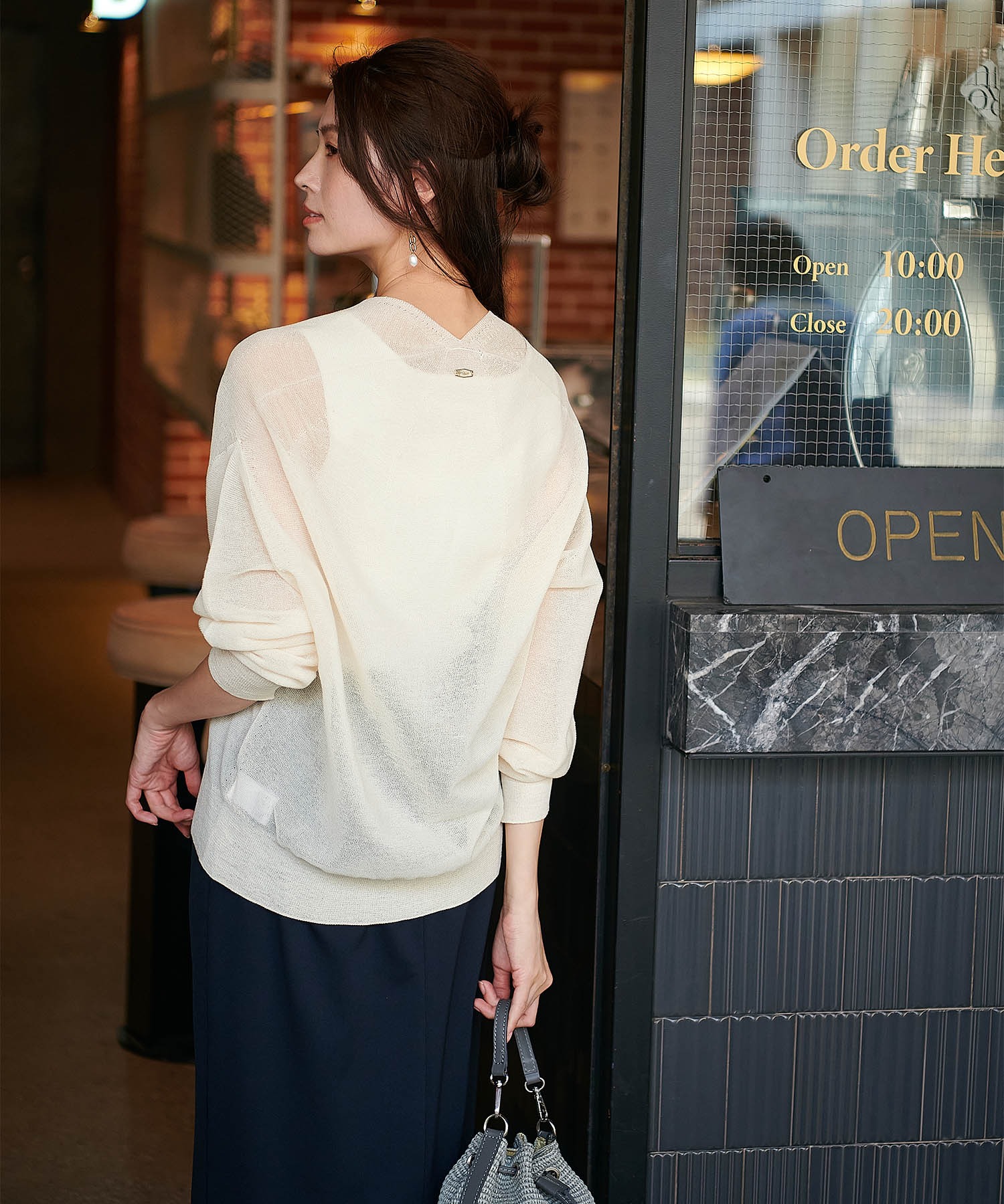 麻混ホールガーメントカーディガン