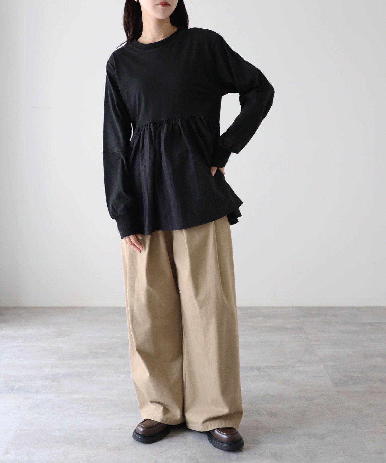model：164cm. 着用サイズ：FREE