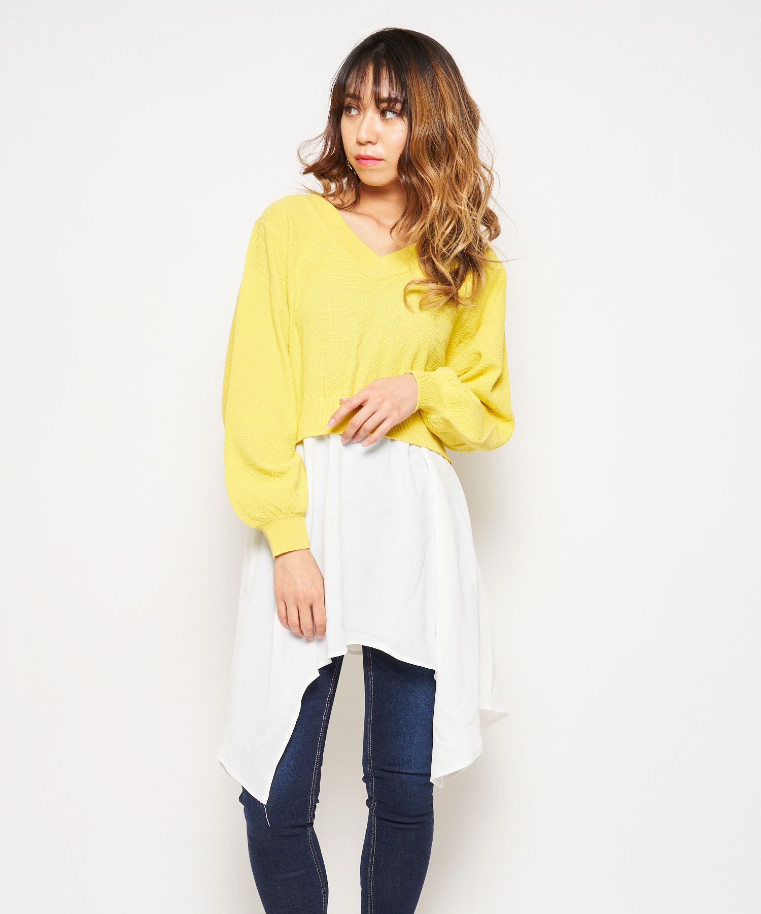 レイヤードリボントップス INGNI｜レイヤード風リブリボントップス | Rakuten Fashion(楽天