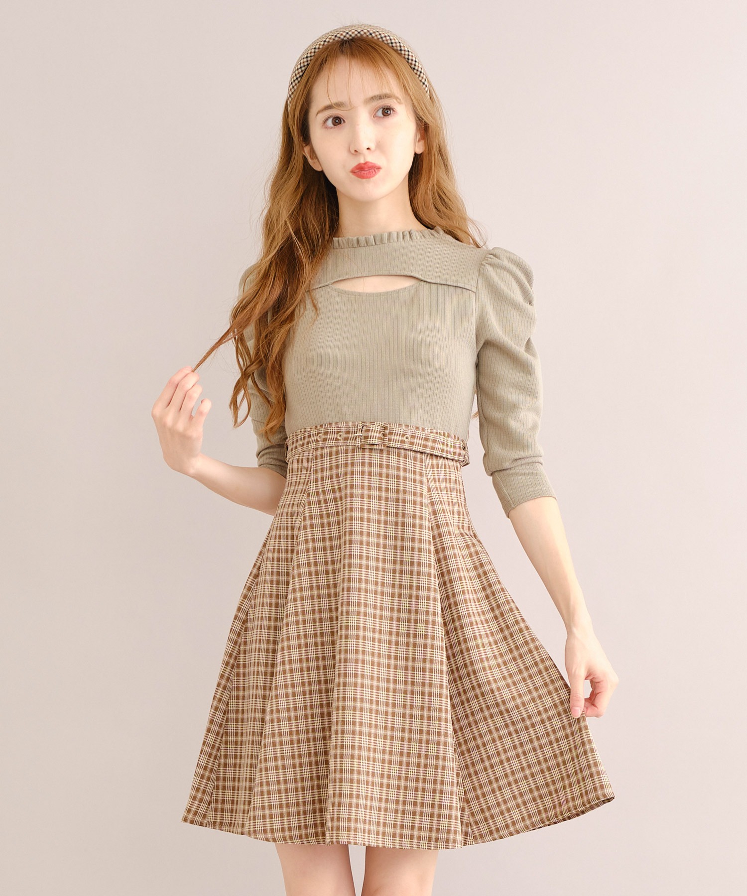チェックドッキングフレアワンピース Titty Co Titty Co Online Store ティティーアンドコーオンラインストア