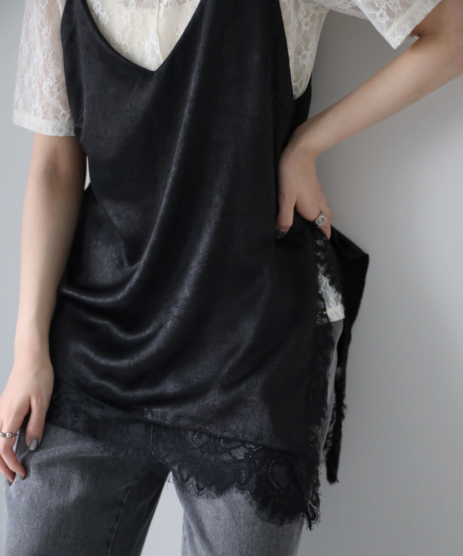 model：164cm. 着用サイズ：FREE