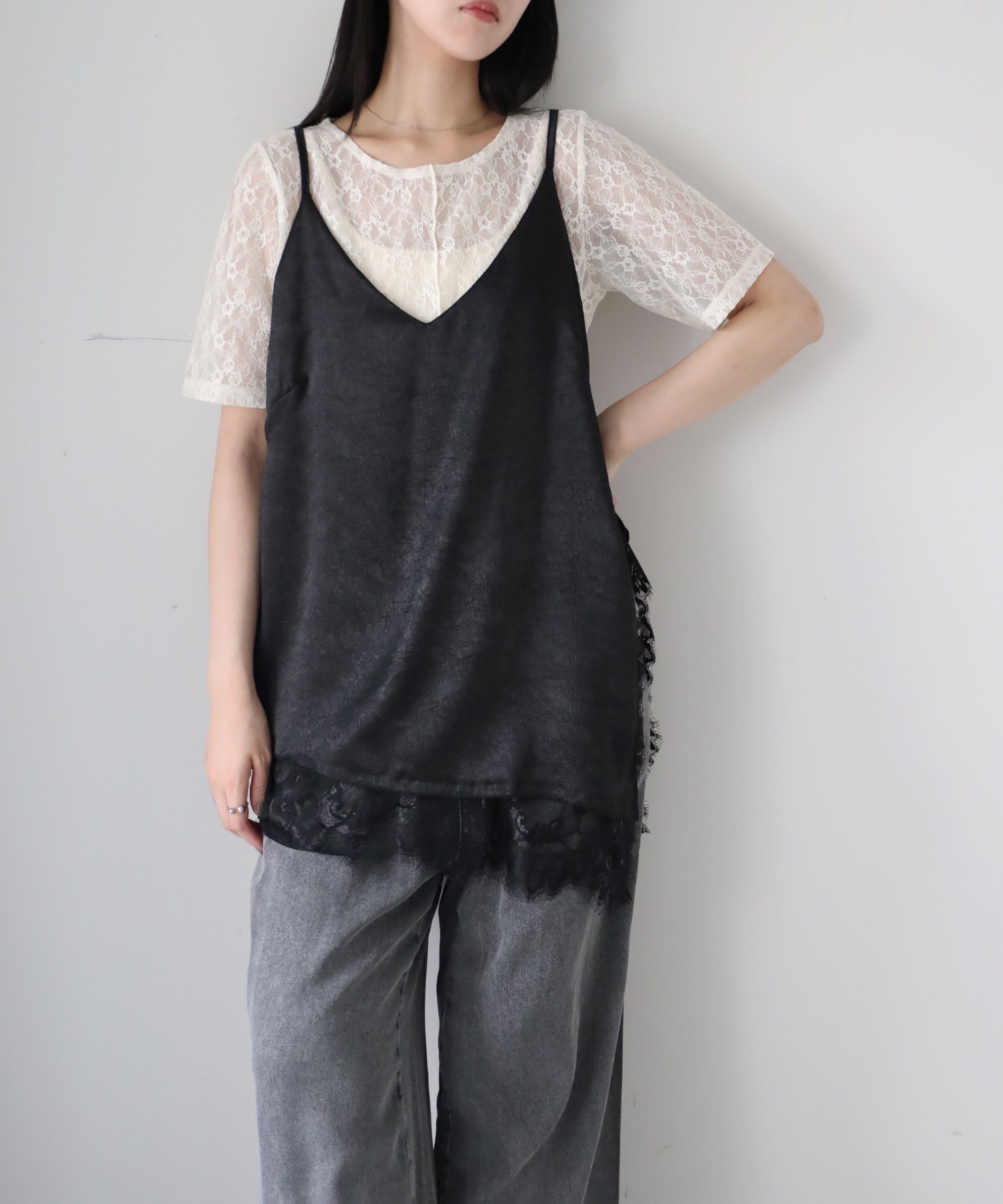 model：164cm. 着用サイズ：FREE