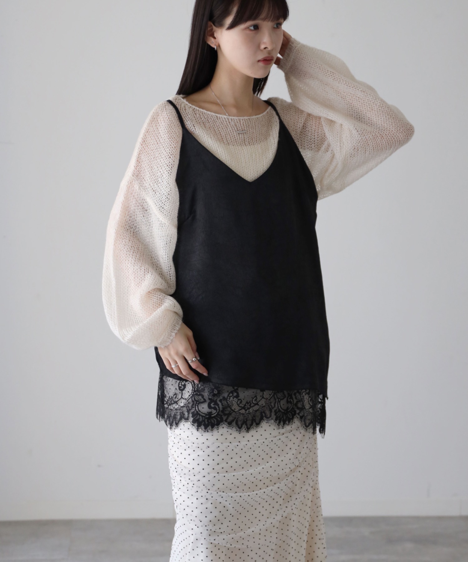 model：164cm. 着用サイズ：FREE