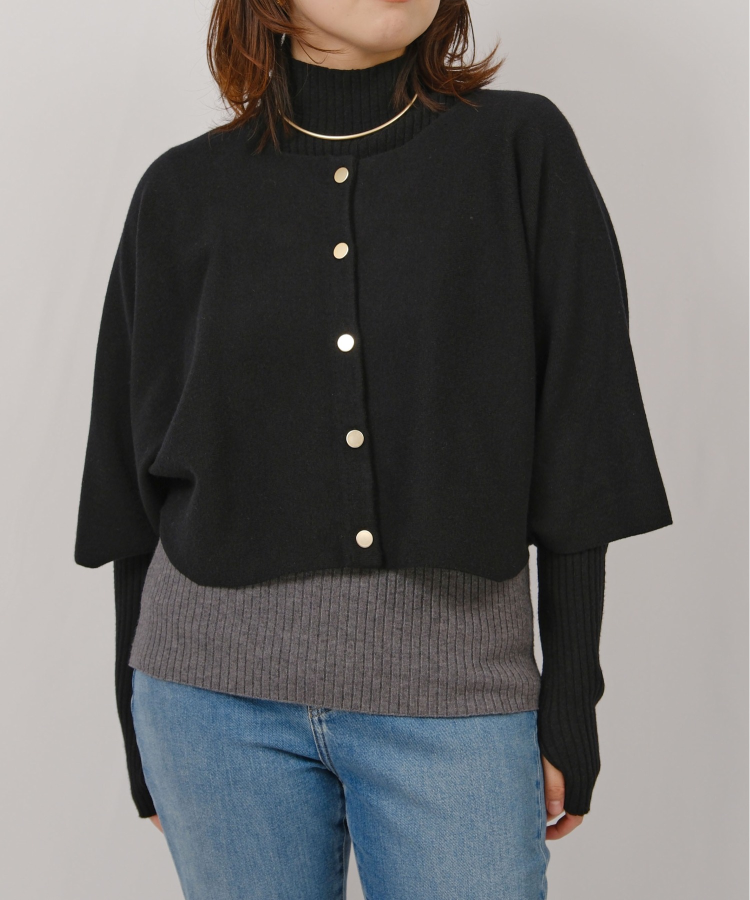 ニットケープ＆リブニットアンサンブル Palm Riche│Eimee Law