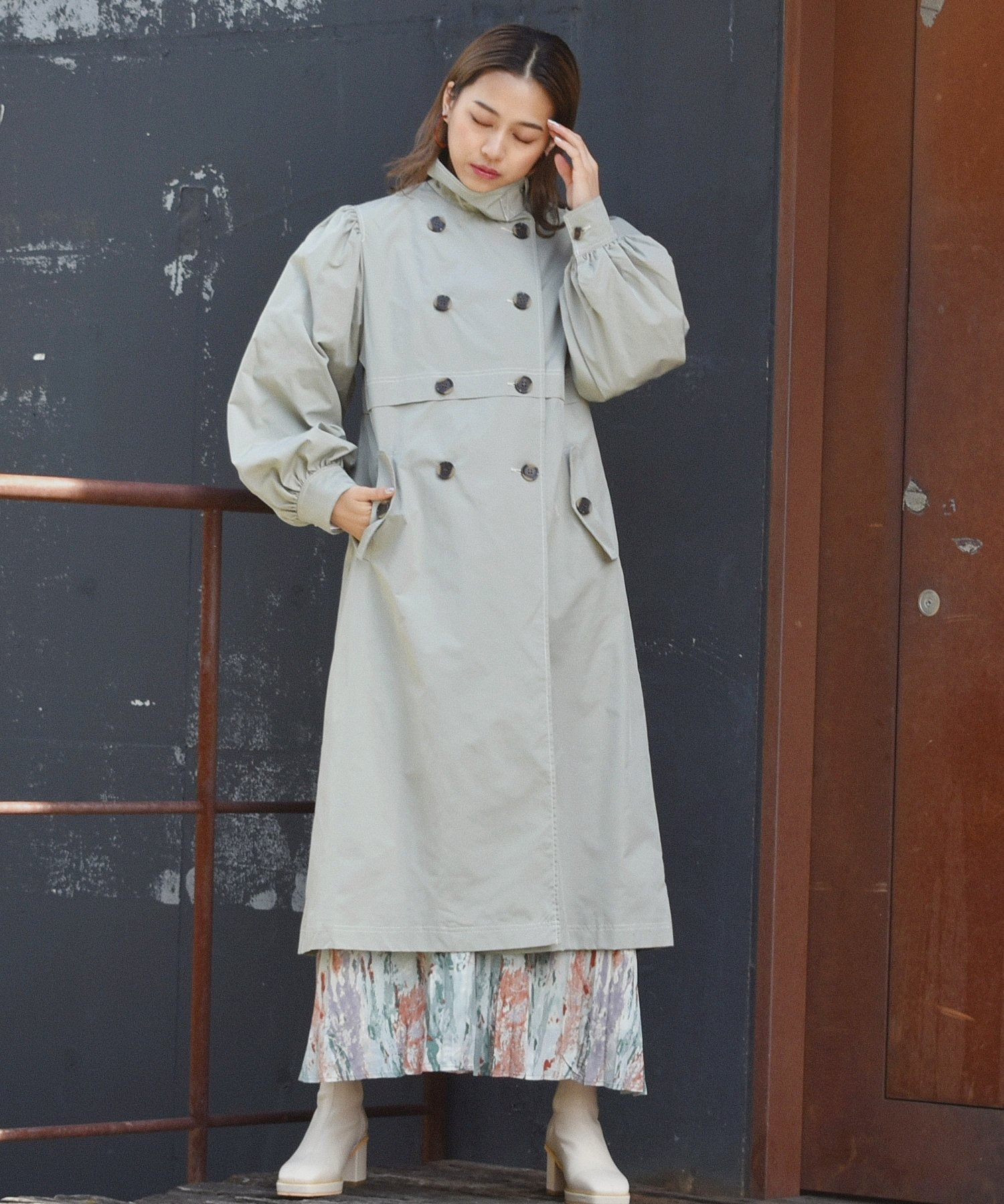 スタンドカラートレンチコート Kivi Retro Girl Online Store レトロガールオンラインストア