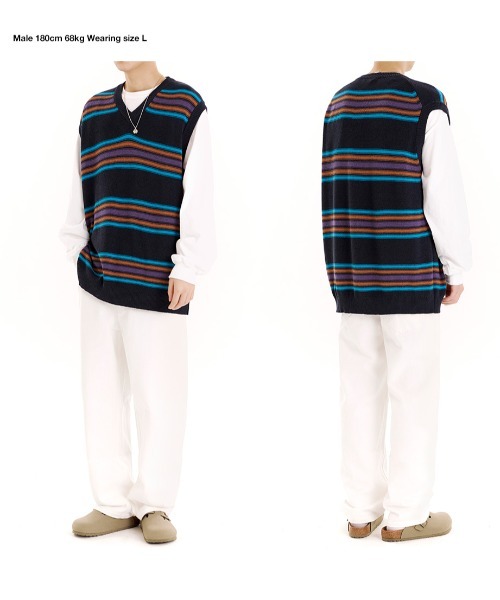 mahagrid/マハグリッド』STRIPED KNIT VEST/ボーダーニットベスト 