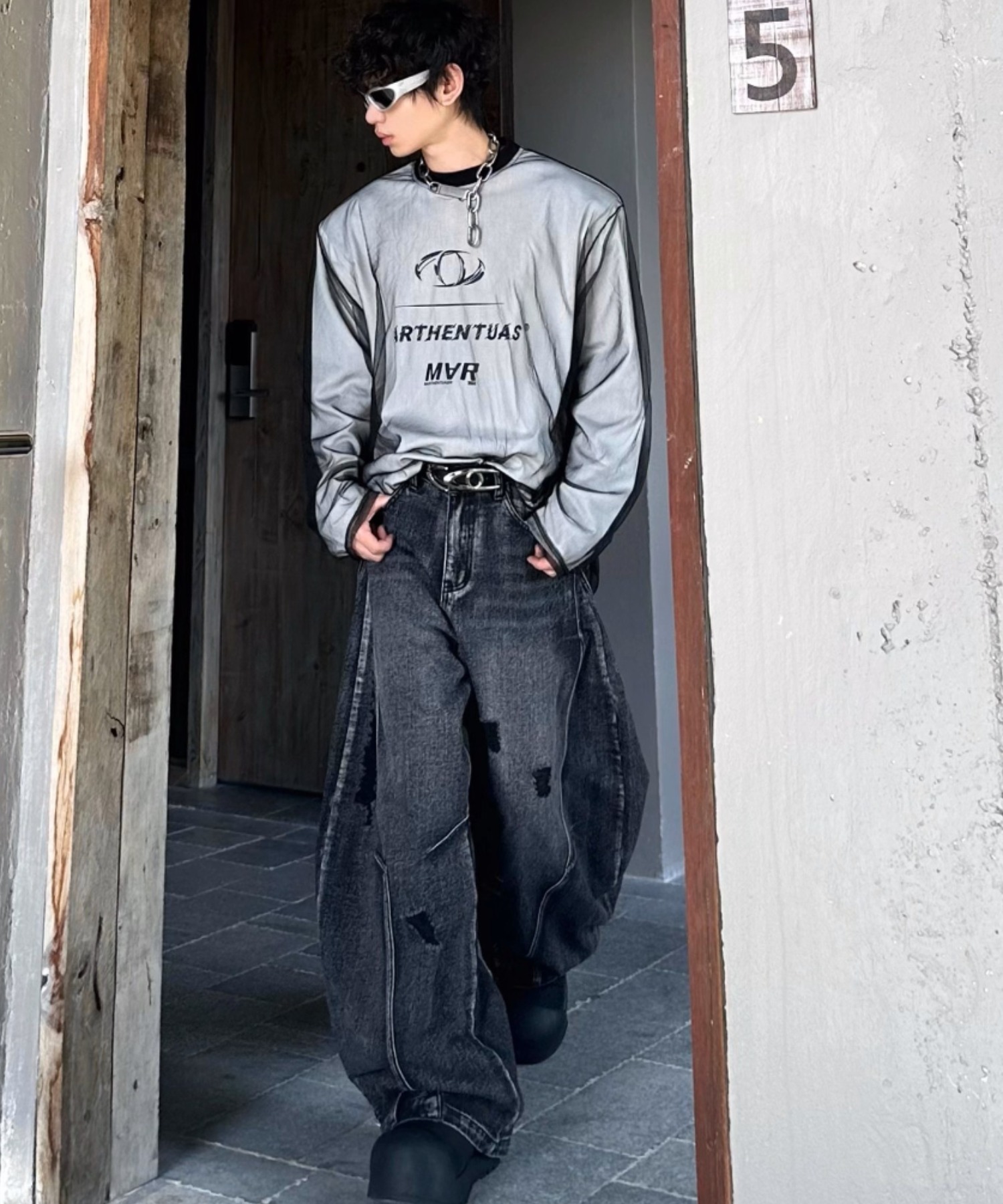 【お買得】ARULE ハードダメージ ルーズデニム パンツ お買得】ARULE ハードダメージ ルーズデニム パンツ パンツ