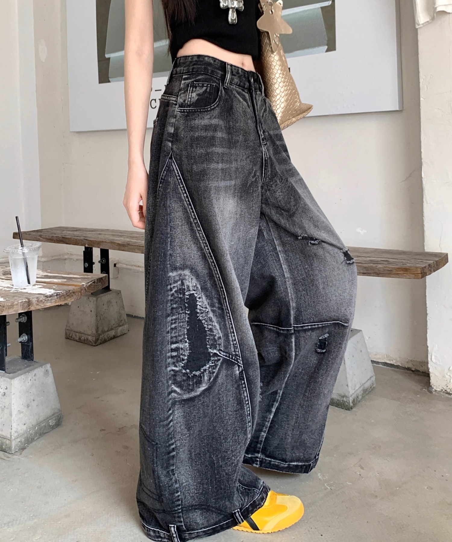 A'GEM/9 × .kom 『ARULE/アルール』 切り替えダメージワイドデニム