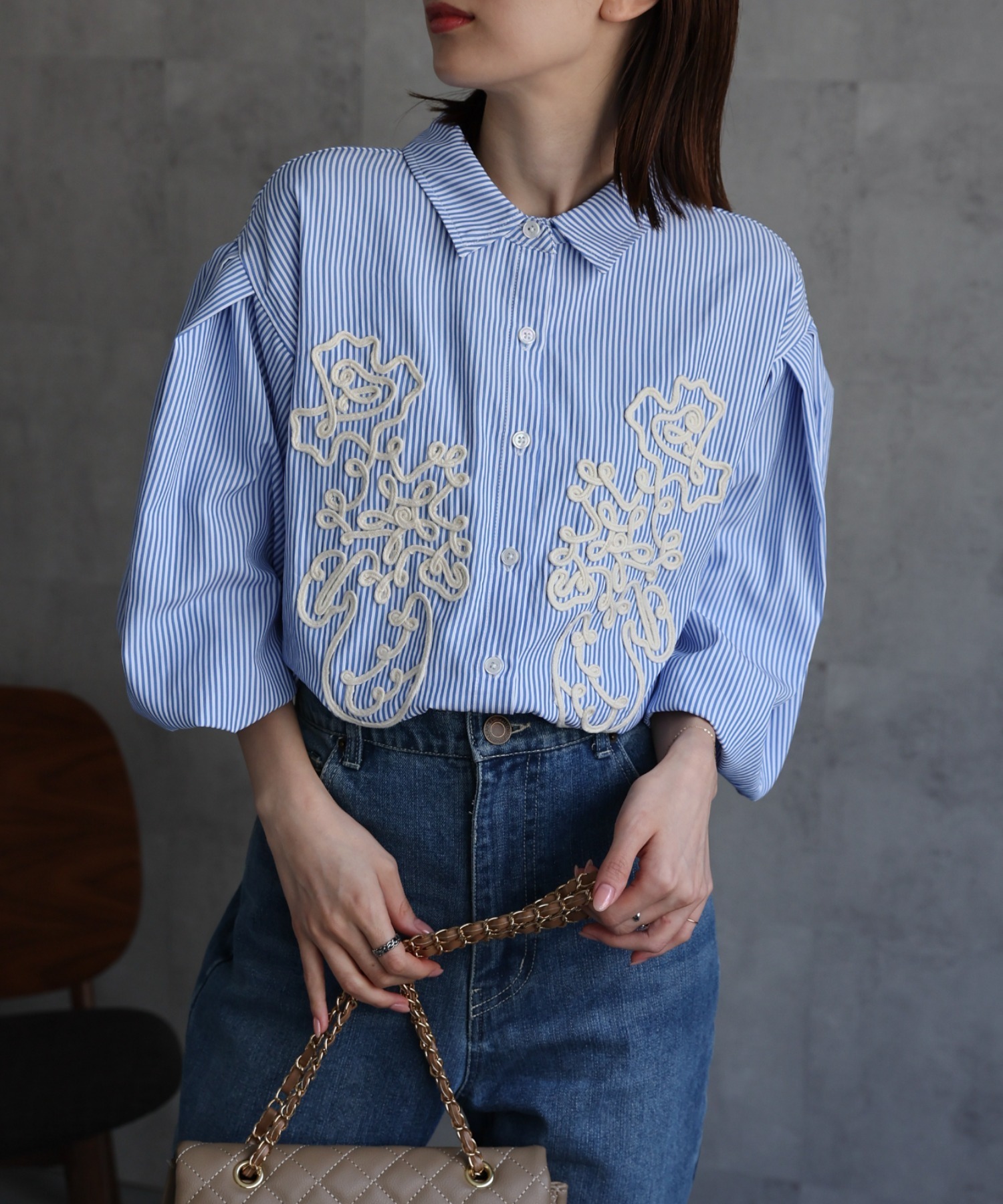 model：162cm 着用サイズ；F