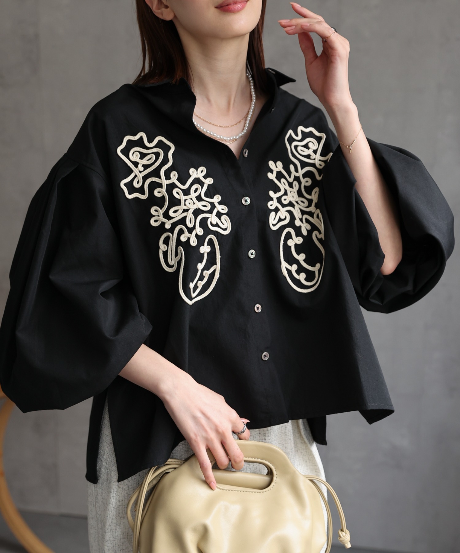 model：162cm 着用サイズ；F