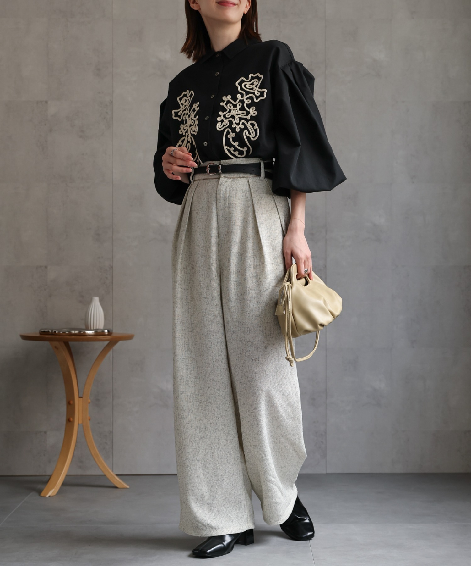model：162cm 着用サイズ；F
