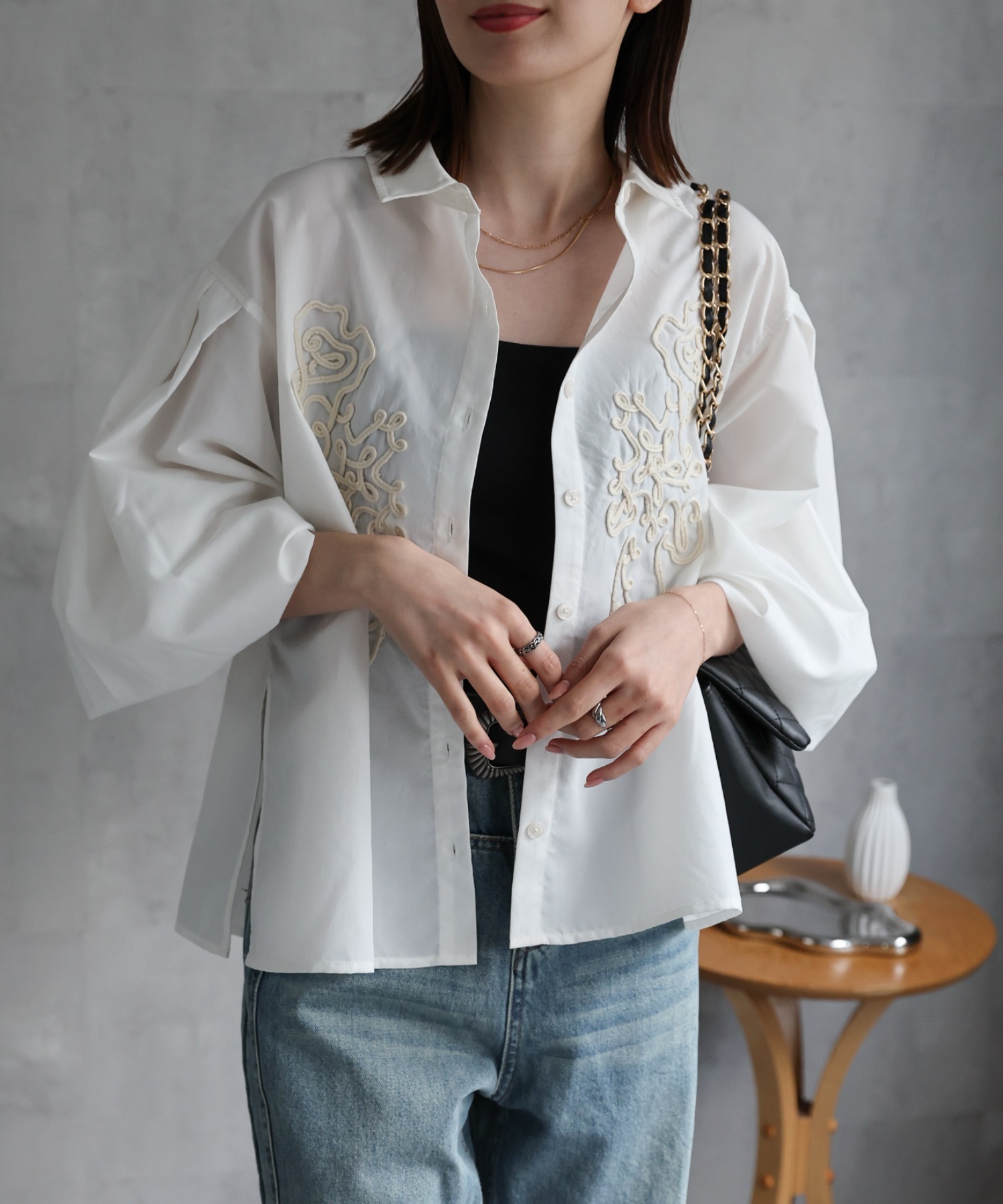 model：162cm 着用サイズ；F