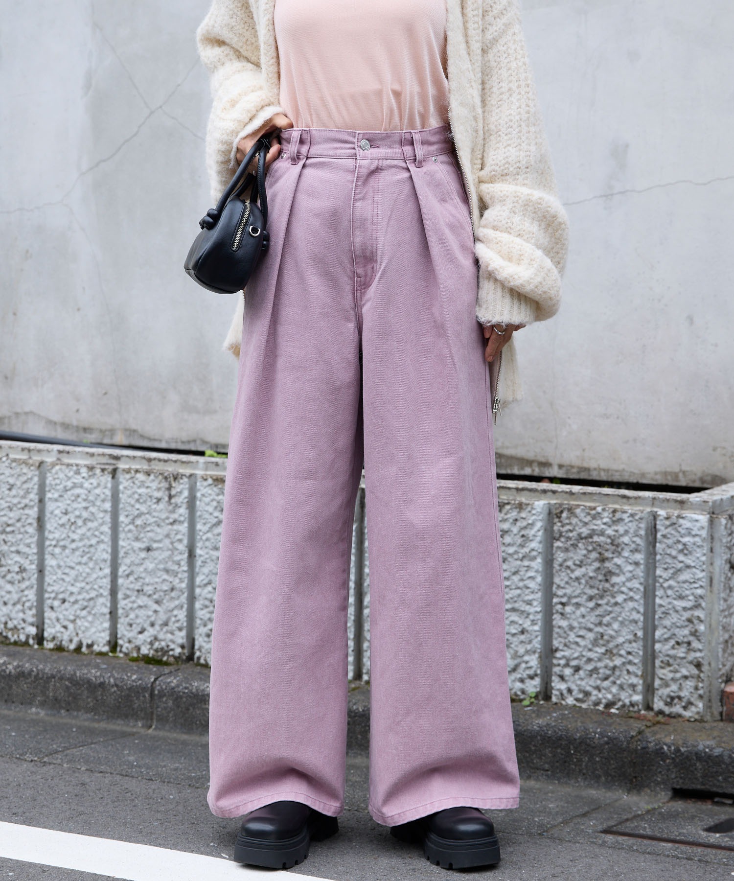 HTH PINK HEART 薄紫 ワイドレッグデニム HTH PINK HEART 薄紫 ワイドレッグデニム