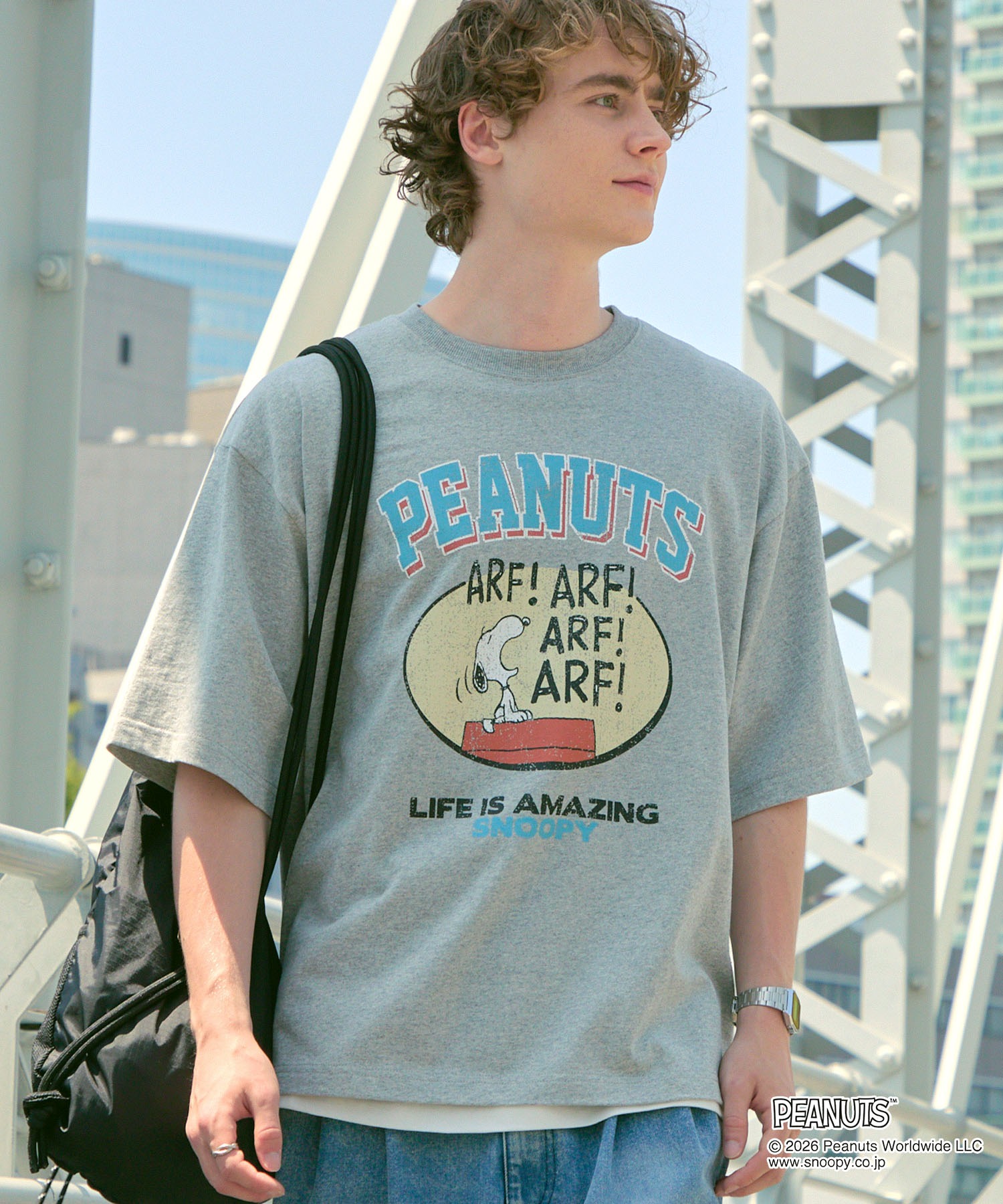 HECT】PEANUTS College Logo S/S Tee / PEANUTS別注 カレッジロゴ 