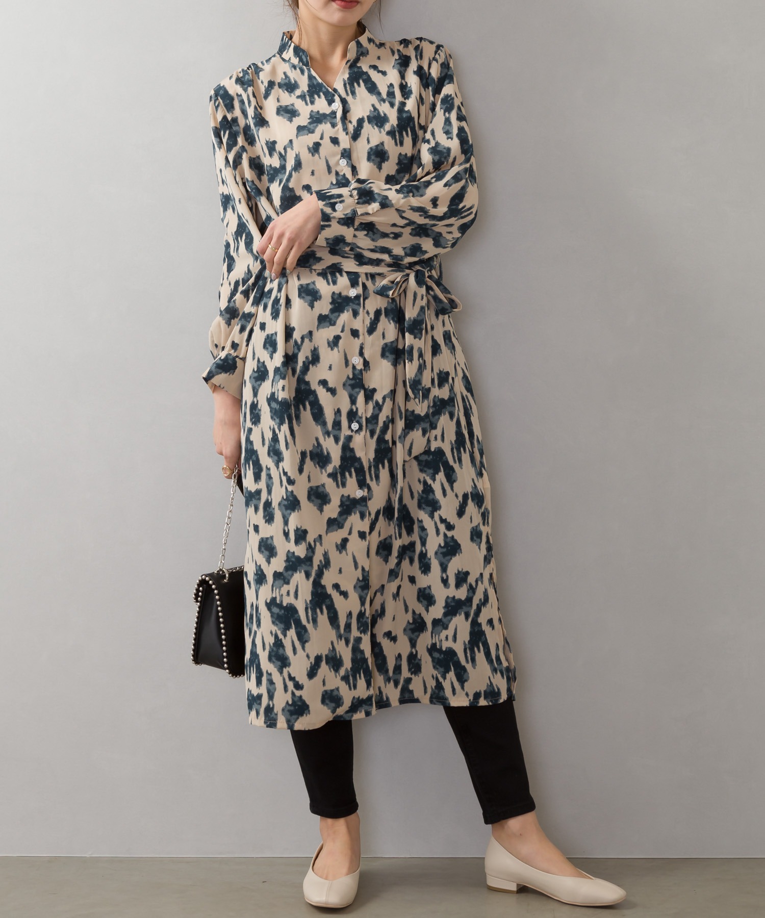 ペイント風バンドカラーワンピース Prider Keydevsdemo Com