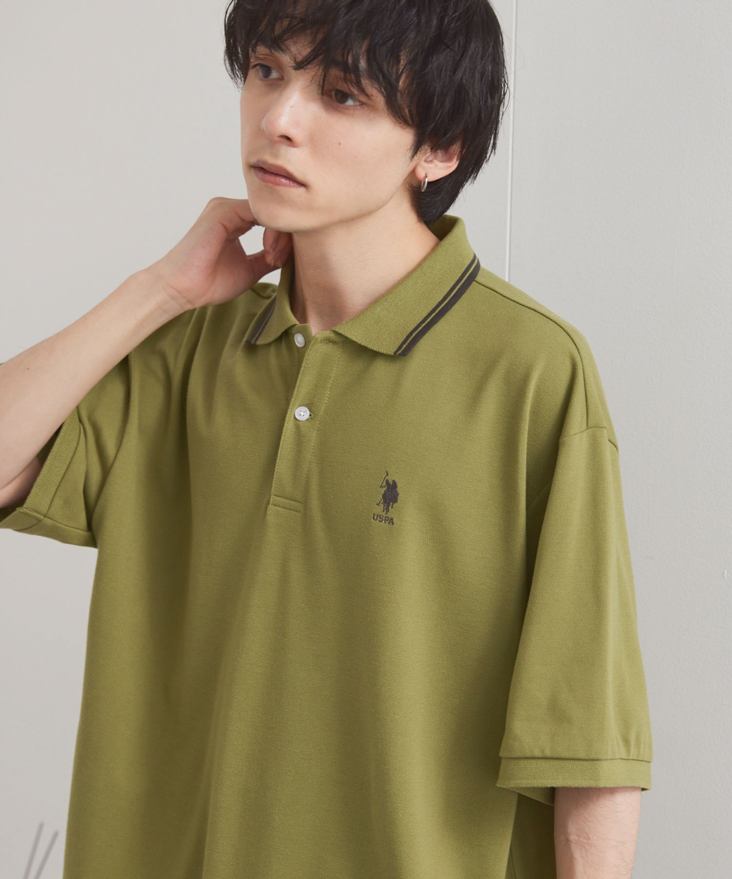 U.S. POLO ASSN 別注 ワンポイント刺繍 鹿の子ルーズ半袖ポロシャツ