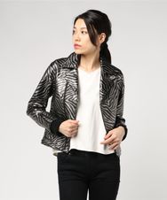 ラムメタルレザー ZEBRA ダブルライダースジャケット