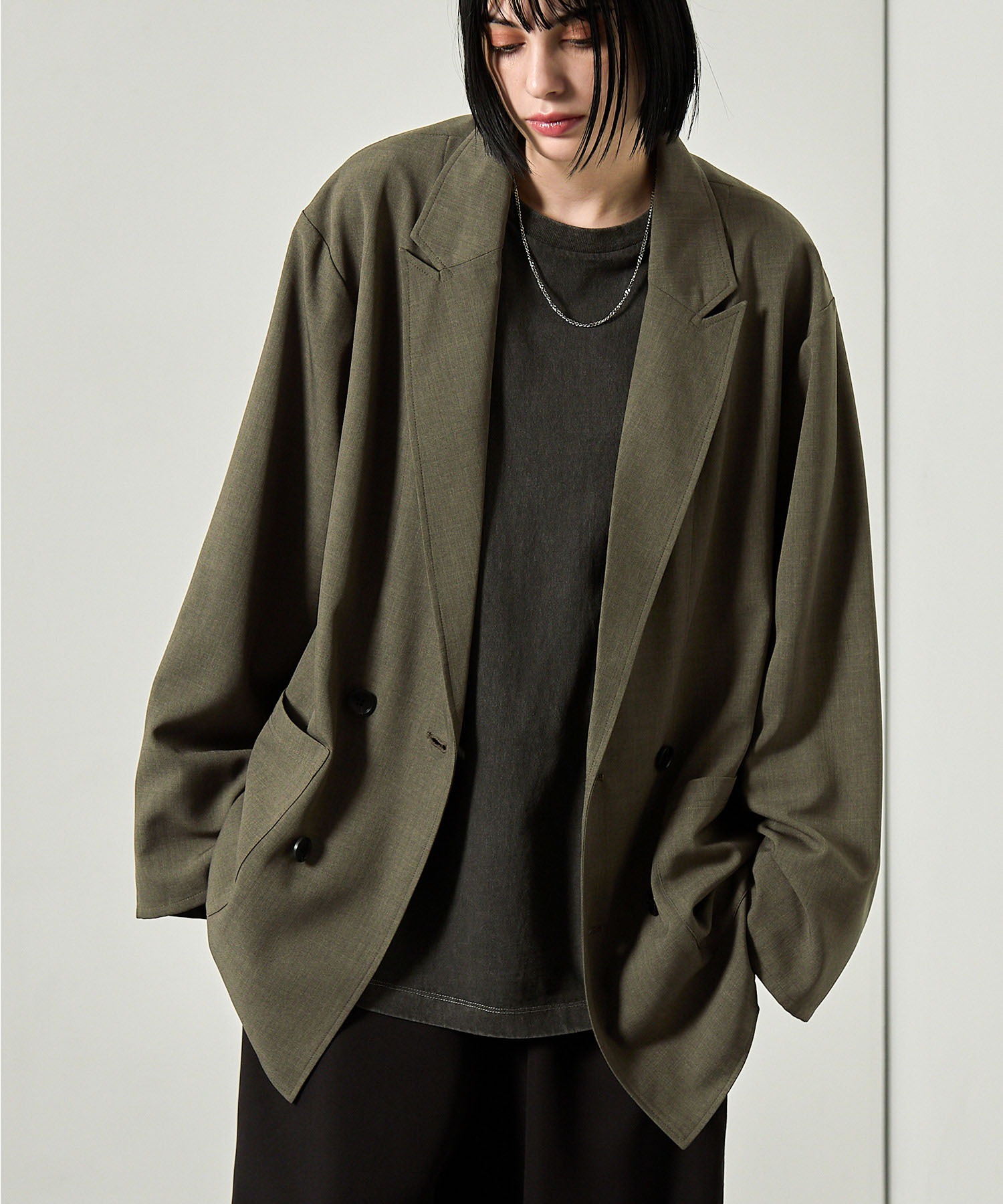 Alfred Alex】Oversized Double-Breasted Jacket / ウールライク