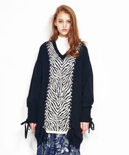 LACE UP ZEBRAジャカードワンピース