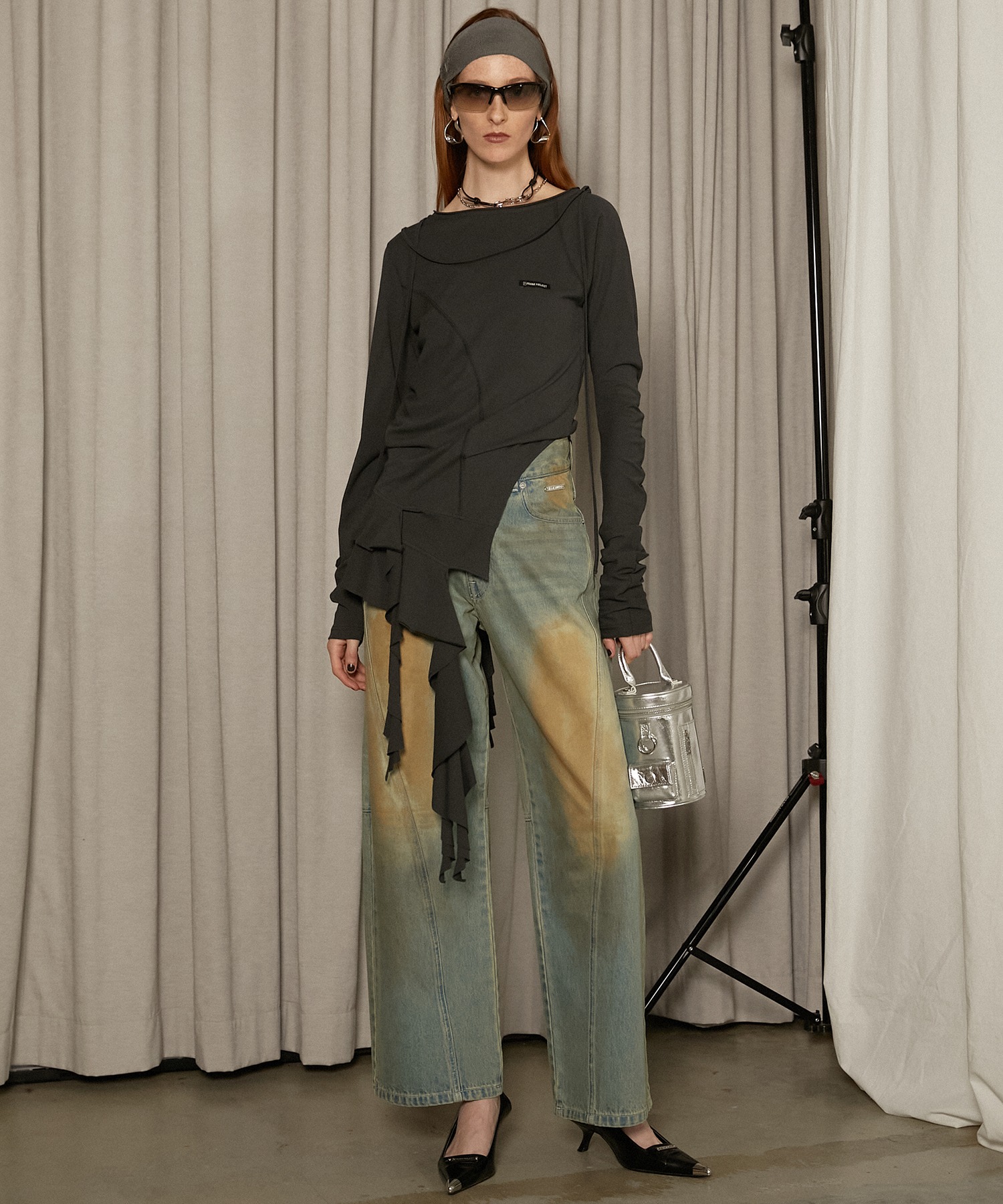 販売 ラッフルヘムアシメトップ / Ruffle Hem Asymmetric Top PRANK