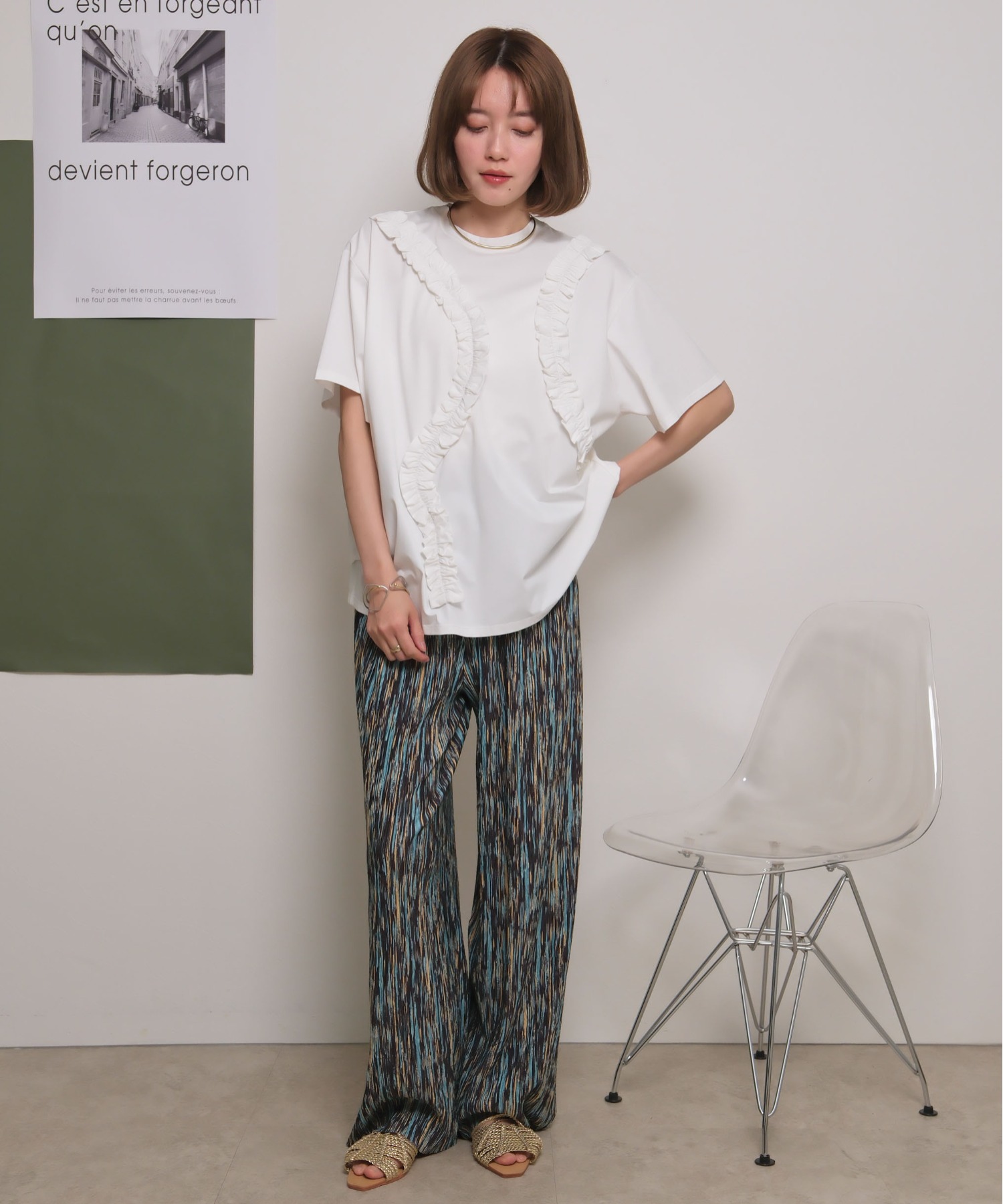 tシャツ スネークフリル半袖Tシャツ レディース スネークフリル半袖Tシャツ Palm Riche│Eimee Law & LHELBIE