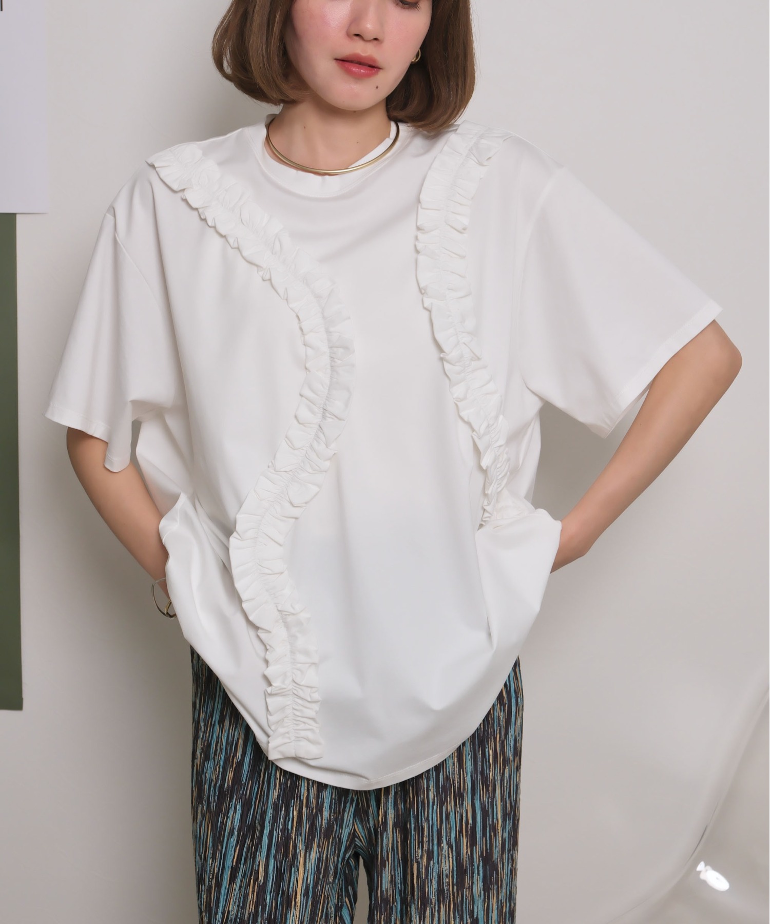 tシャツ スネークフリル半袖Tシャツ レディース スネークフリル半袖Tシャツ Palm Riche│Eimee Law & LHELBIE