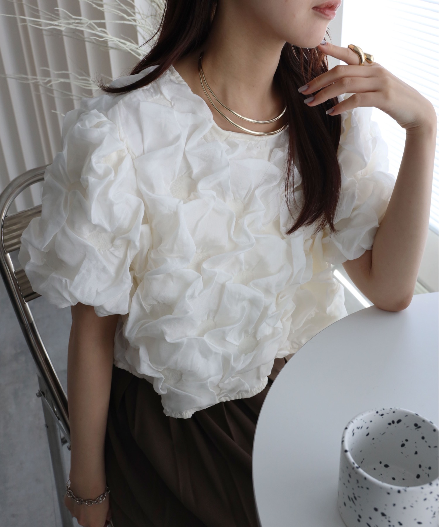 model：164cm. 着用サイズ；FREE