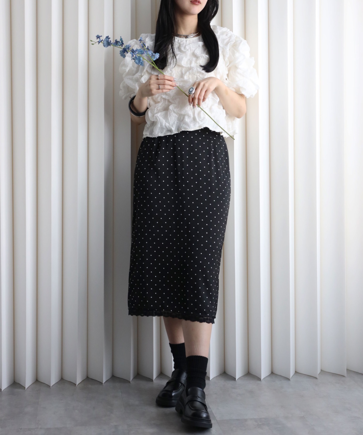 model：164cm. 着用サイズ；FREE