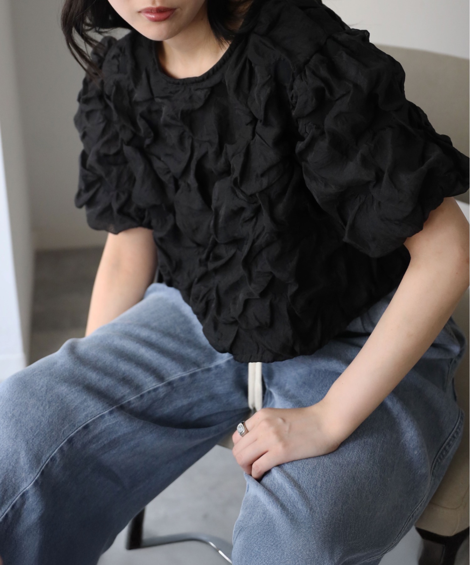 model：164cm. 着用サイズ；FREE