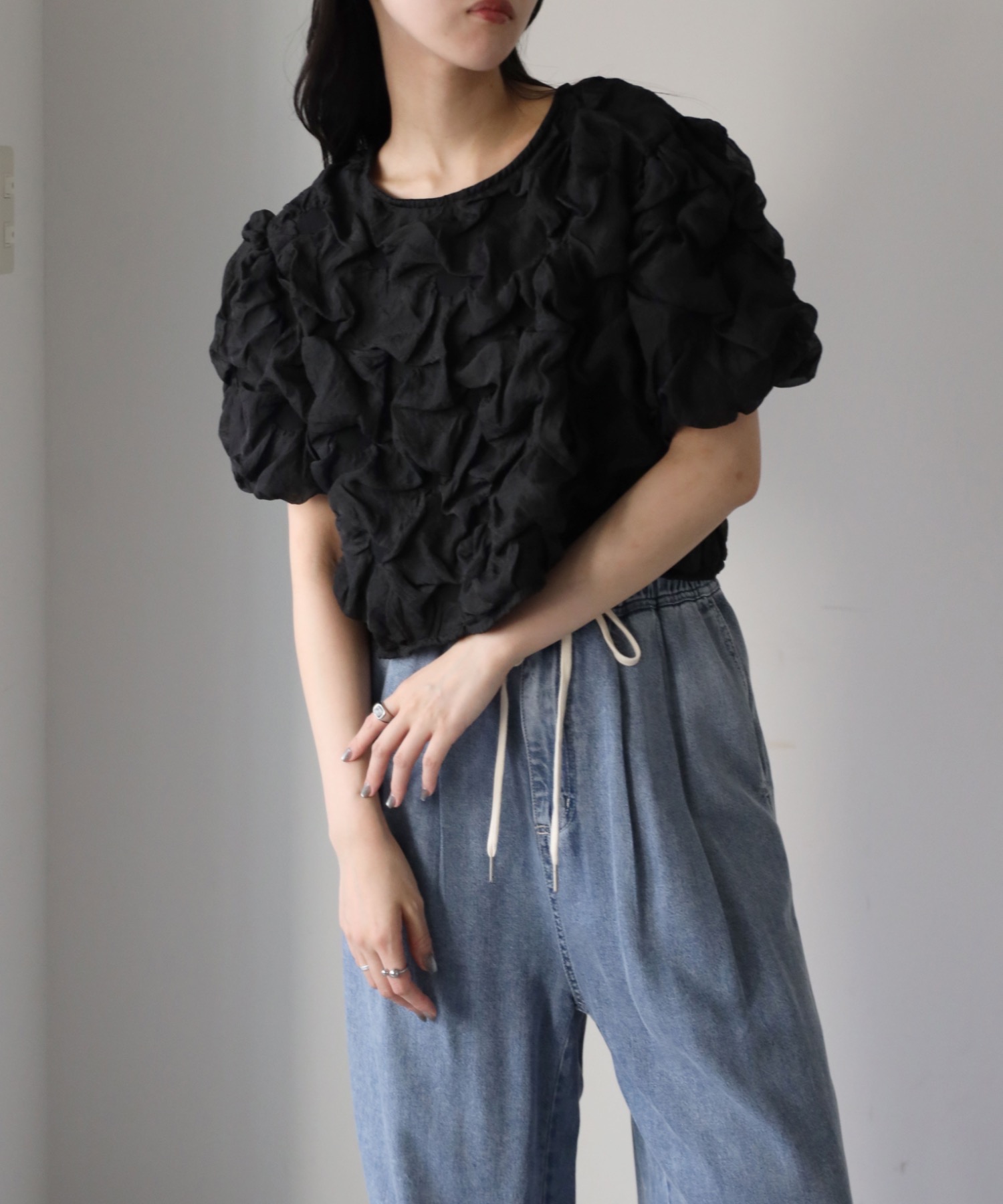 model：164cm. 着用サイズ；FREE