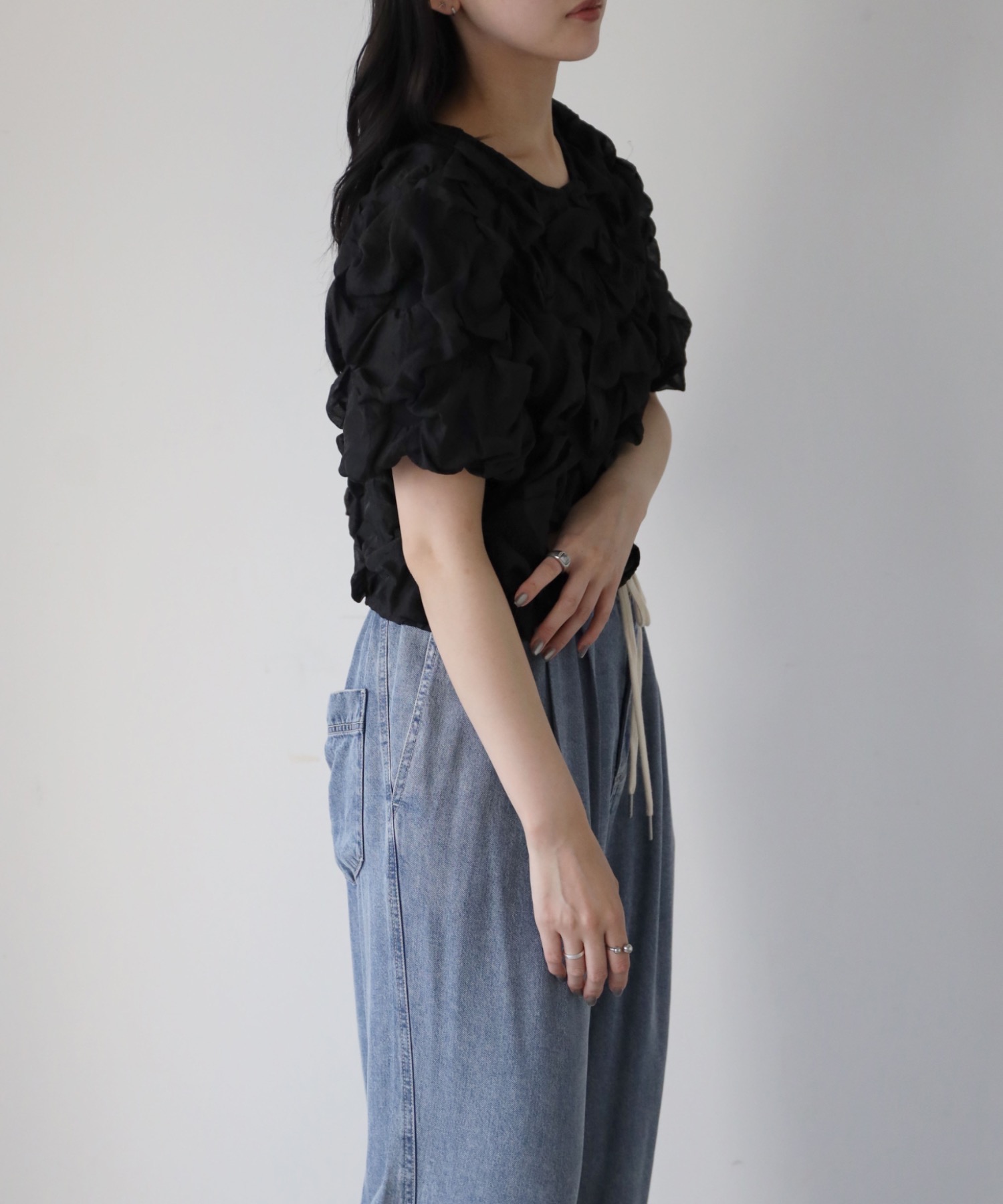 model：164cm. 着用サイズ；FREE