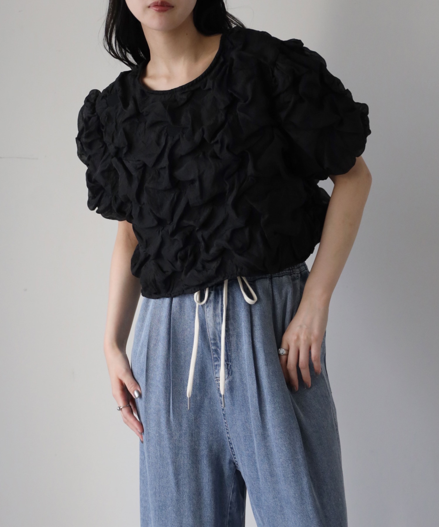 model：164cm. 着用サイズ；FREE