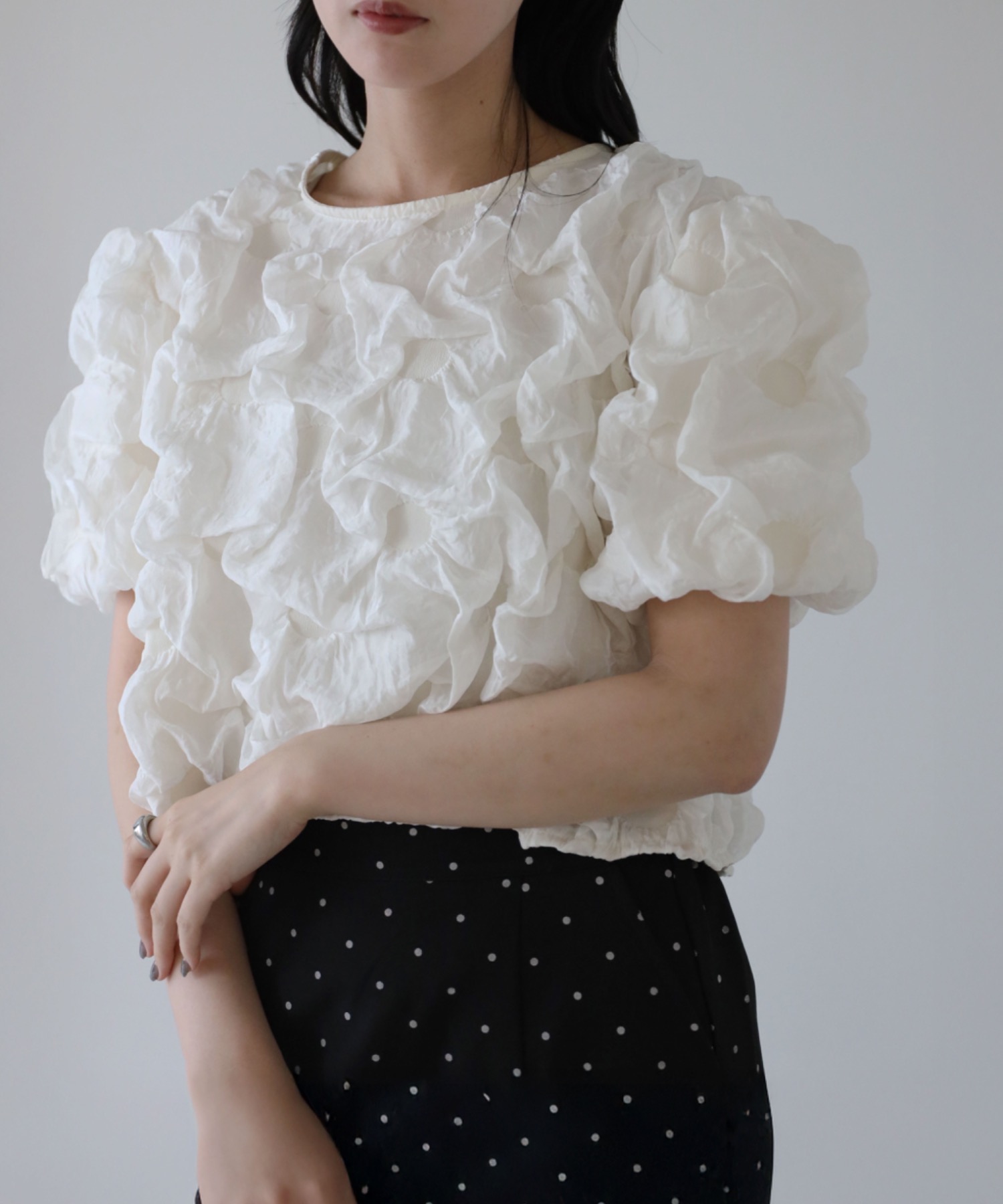 model：164cm. 着用サイズ；FREE