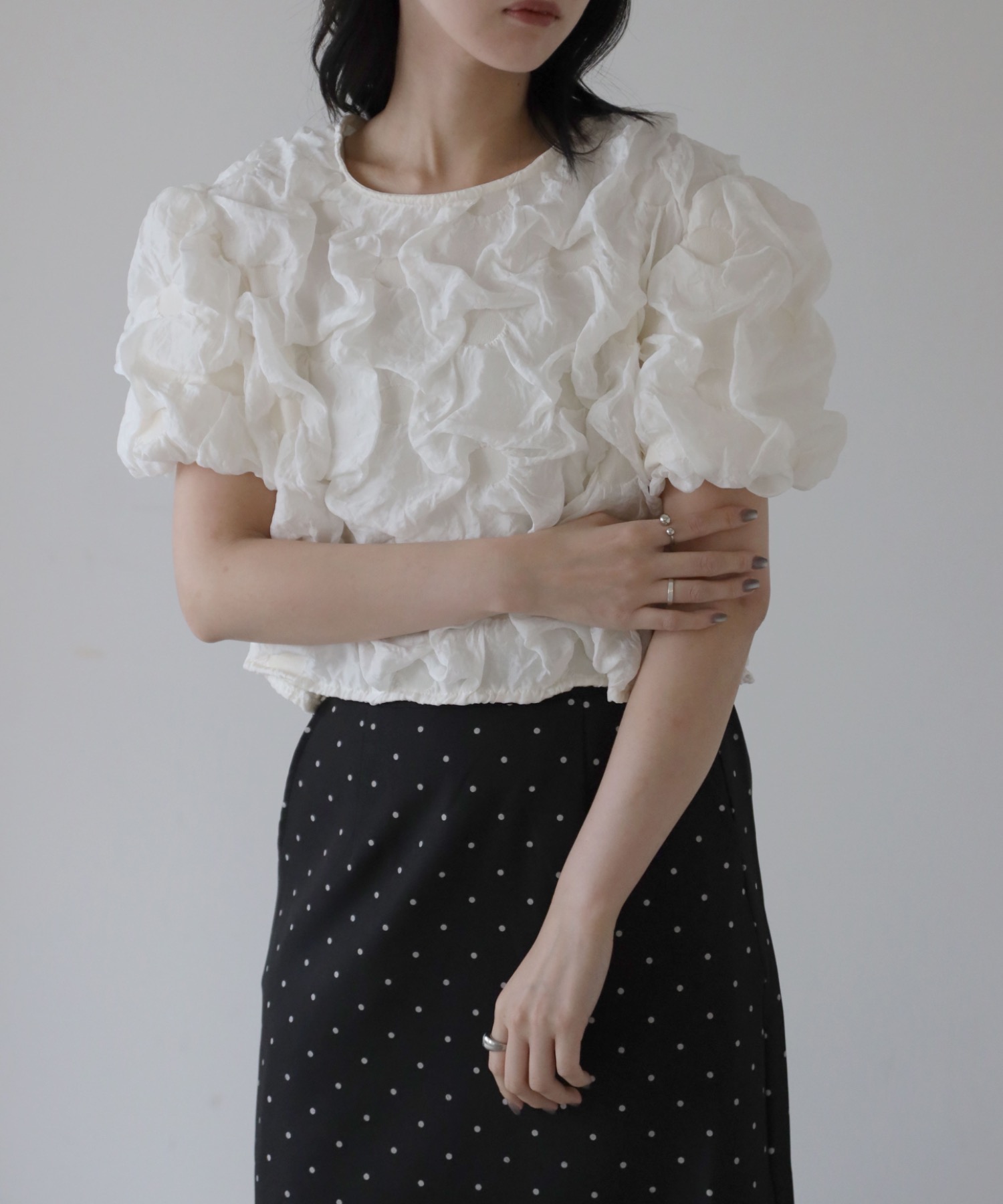 model：164cm. 着用サイズ；FREE