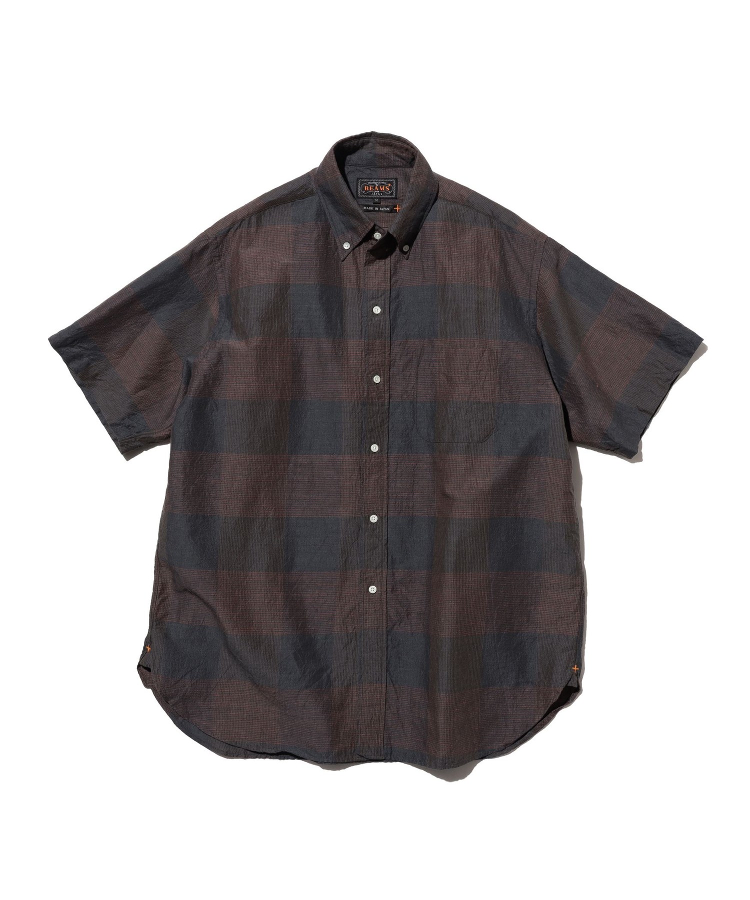 B.D. Classic‑fit COTTON Linen Cord Check — рубашка из хлопка и льна, вельветовая клетка