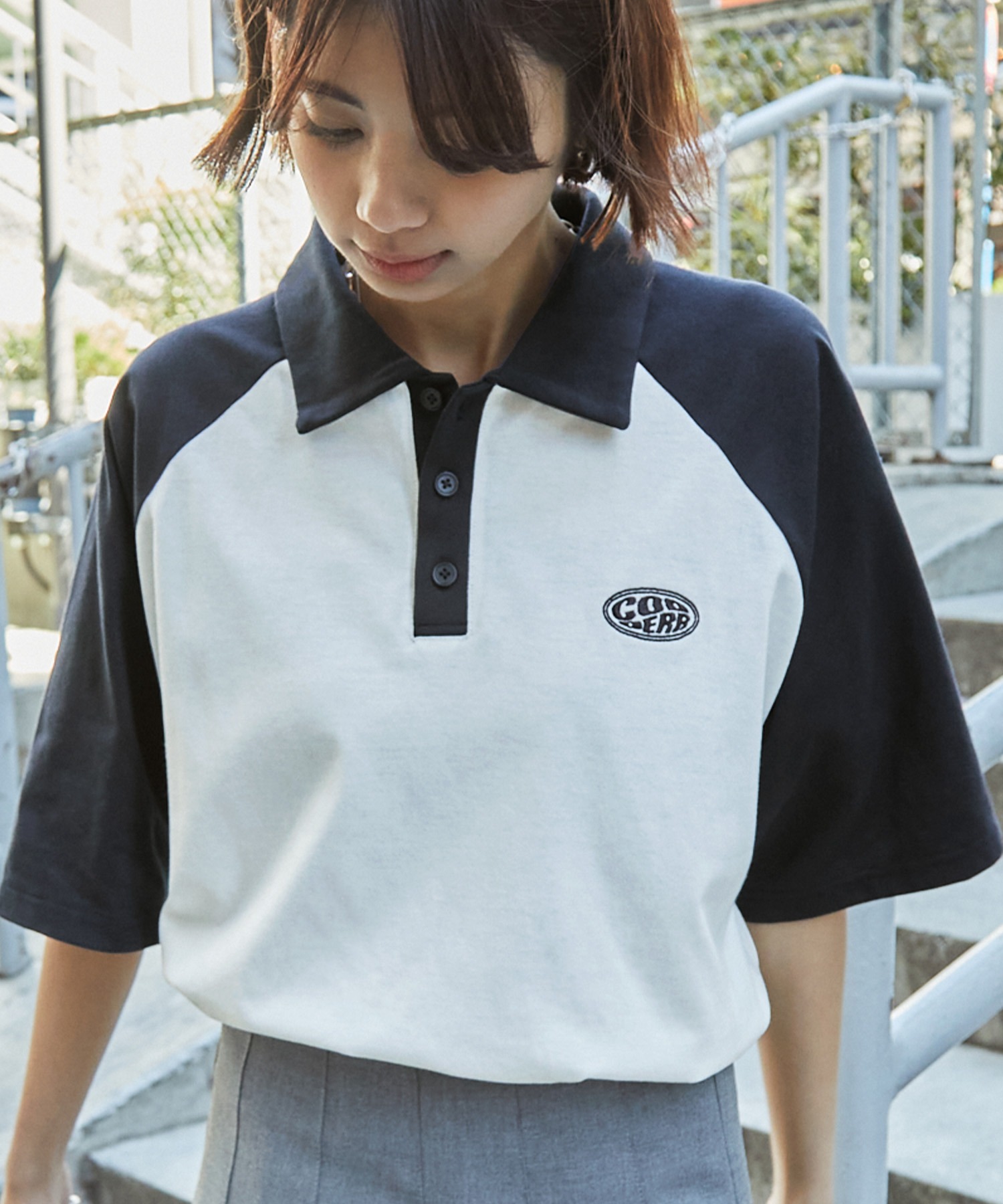 CODDERR】ワンポイントサークル刺繍ラグランポロシャツ MONO-MART 