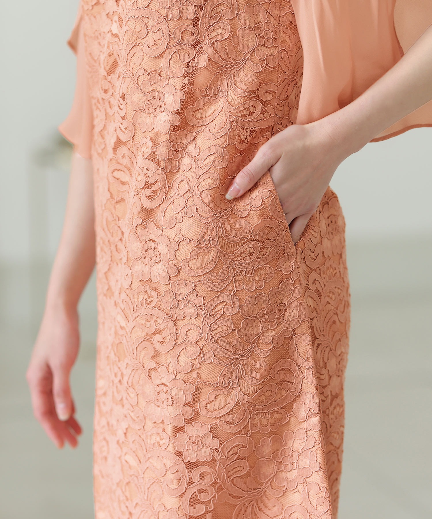 スリーブレースワンピースドレス大きいサイズミニ丈&七分袖結婚式フォーマルオケージョンドレスお呼ばれ 二次会 成人式